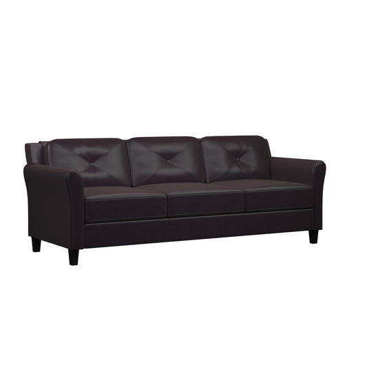 Studio Living Harrington 80.3" Sofa, Transitional Modern, Pocket Coil Comfort, Easy Assembly, Vegan Leather, Java