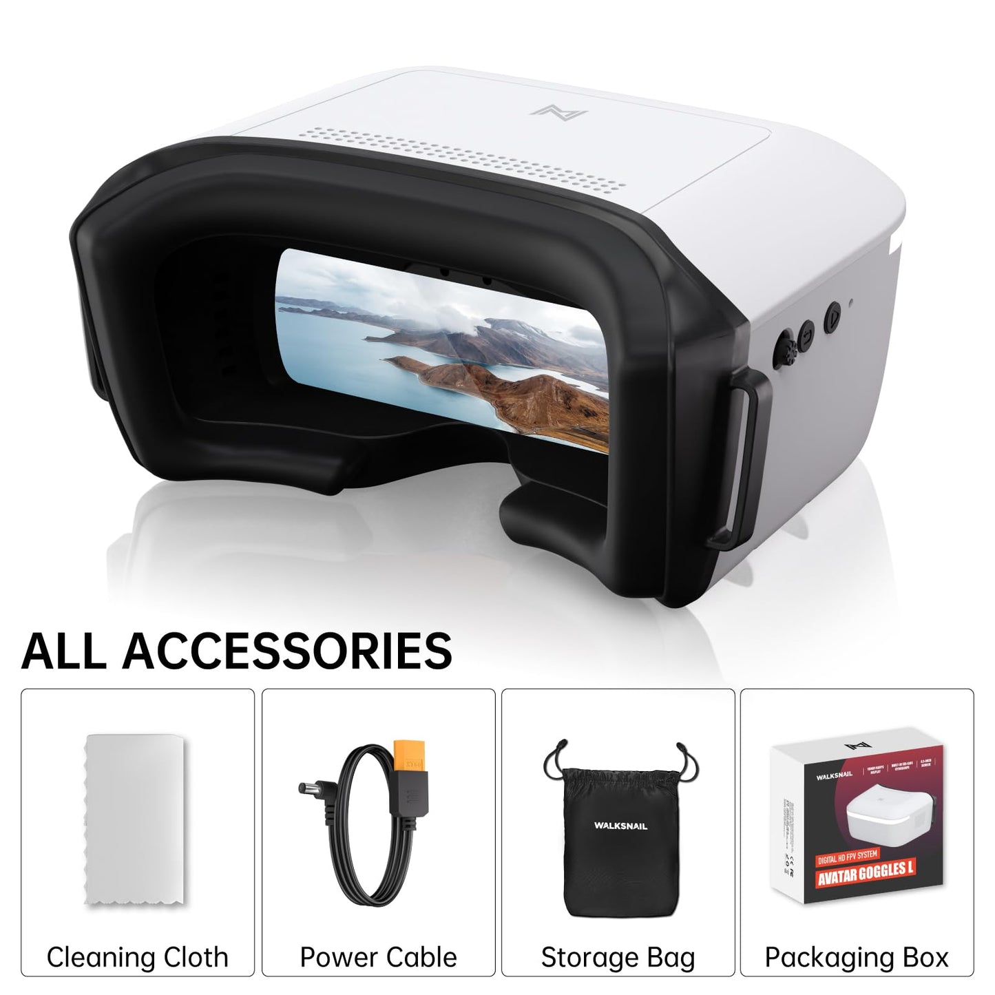 CADDXFPV Walksnail Avatar HD FPV Goggles L – 1080p 4.5-Inch Screen, Head Tracking, Immersive Flight Experience, PPM Signal, Micro SD Slot, Lens Customization, Compatible with All Walksnail VTX Kits