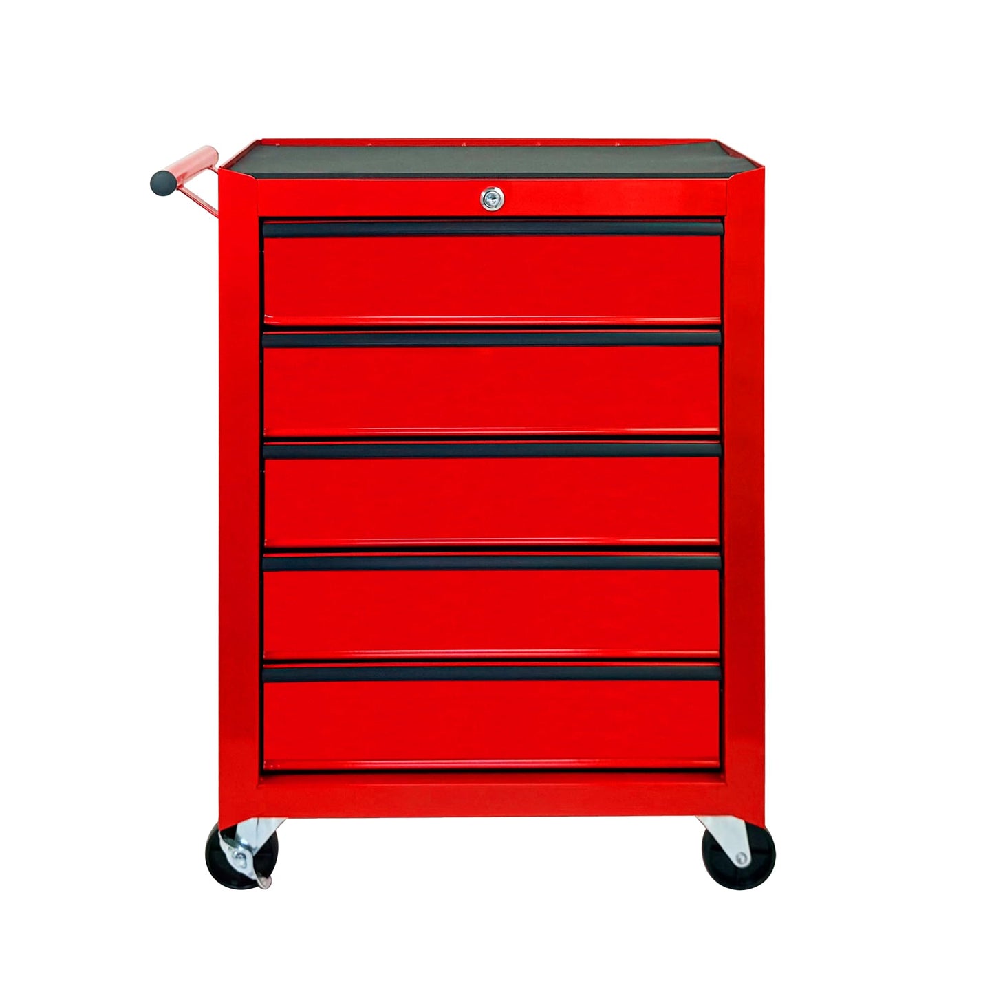 KEIKI 20 Inch Rolling Metal Tool Chest with 5 Drawers, Heavy Duty Steel Tool Cabinet on Wheels, Ball Bearing Slides Lockable Storage Cart Organizer for Garage Workshop Mechanic Repair, Red
