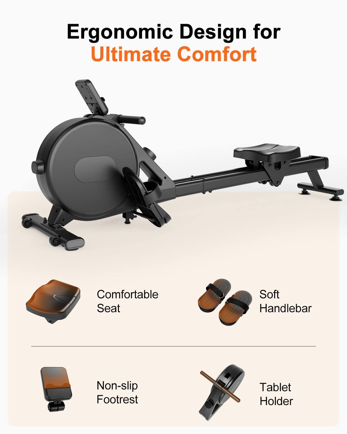 Superun Upgraded Rowing Machines for Home, Magnetic Rowing Machine with 32 Levels, Rower Machine of Quiet Resistance & 300LBS Weight Capacity, Row Machine with LED Monitor, App Supported, Dark Black