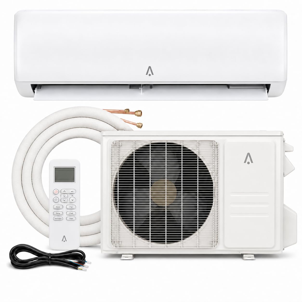 9,000 BTU Mini Split AC/Heating System, 19 SEER2 Inverter Ductless Heat Pump, WiFi Wall Mount Split System Air Conditioner, Up to 450 Sq ft, 115V, Installation Kit, Timer Sleep Mode, Quiet