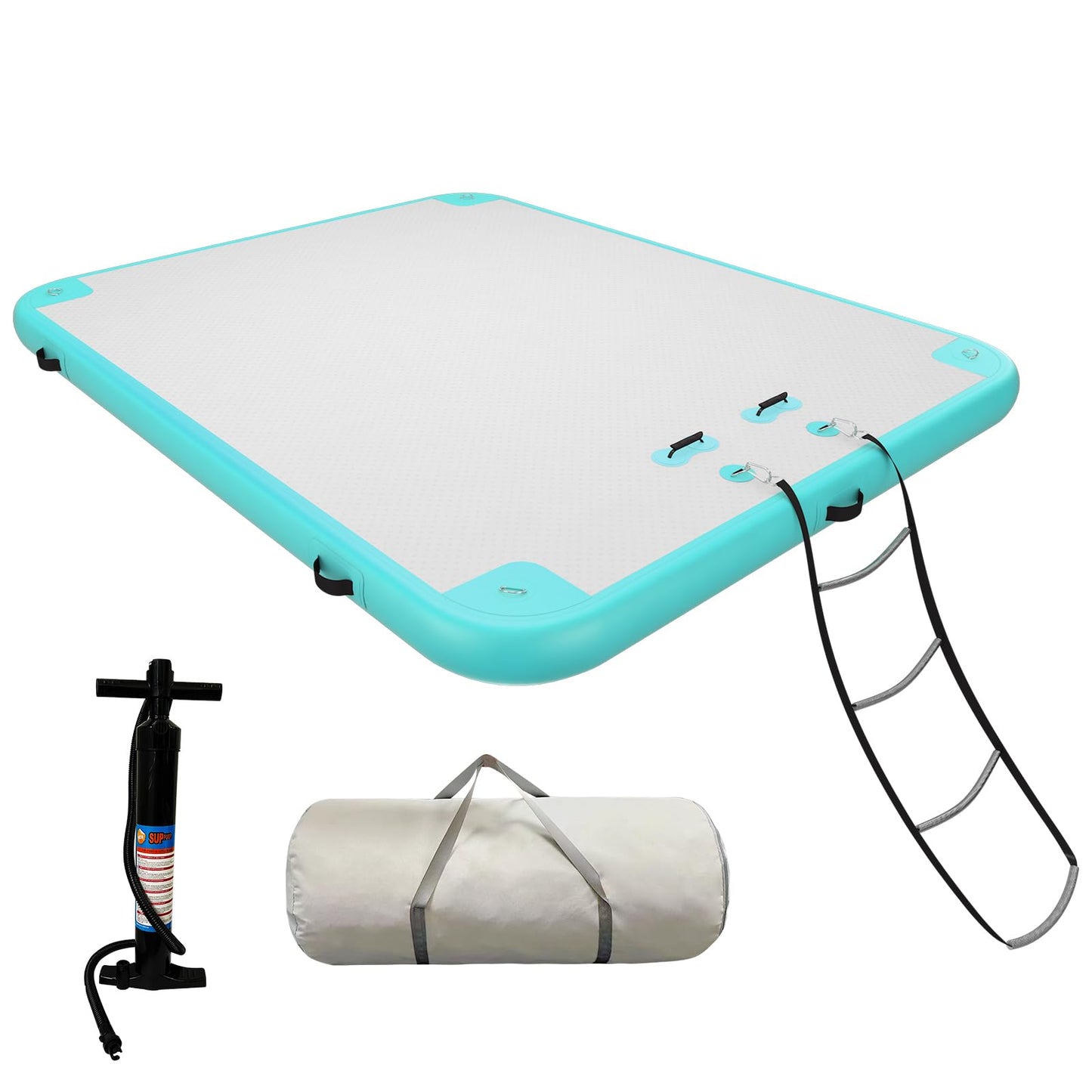 AZXRHWYGS Inflatable Floating Dock, Inflatable Dock 12x6 ft Floating Raft with Air Pump, Carry Bag for Lake/Boats/Island/Swimming Pool