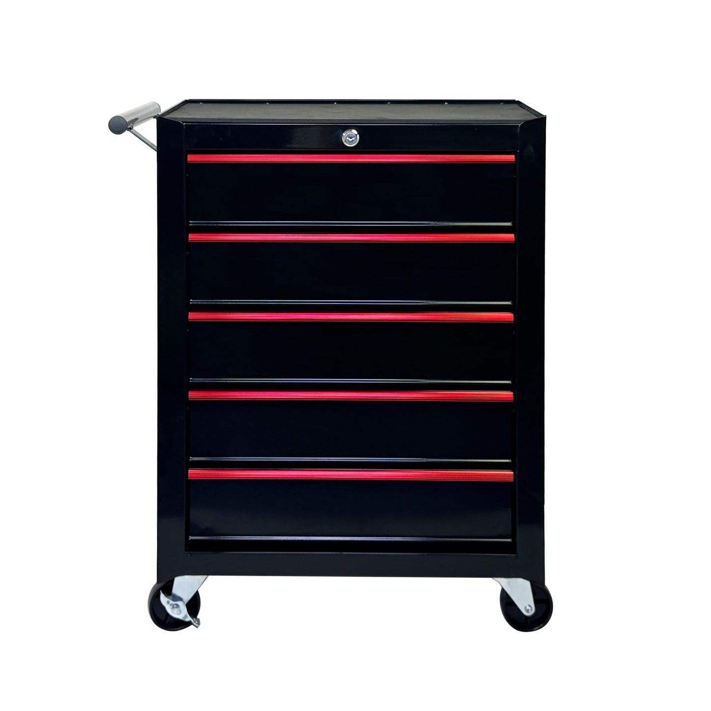 KEIKI 20 Inch Rolling Metal Tool Chest with 5 Drawers, Portable Metal Tool Box with Locking Drawers, Ball Bearing Slides Mobile Storage Cart Organizer for Garage Workshop Warehouse, Black