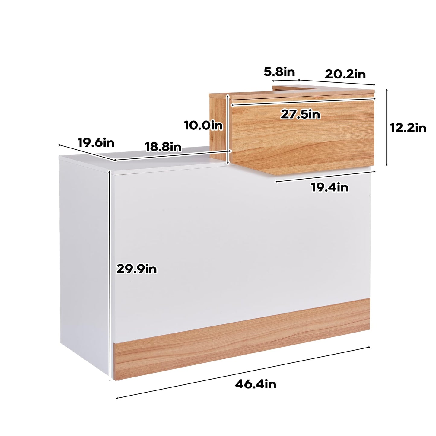 Reception Desk with Counter,Modern Counter Table with Cable Grommet,47 inch Retail Counter for Checkout, Lobby, Beauty Salon,Barber and Small Company (Normal)