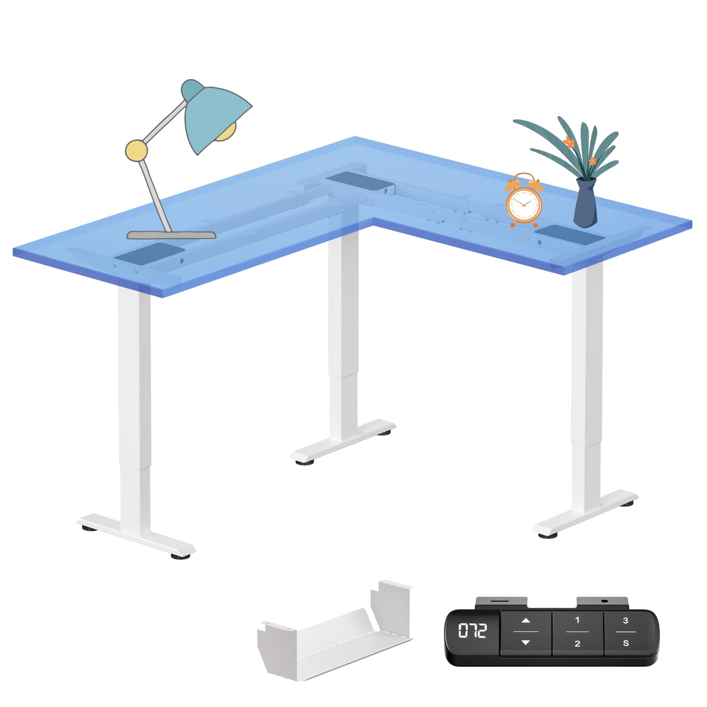 BIZUM 3 Leg Electric Standing Desk Frame,3 Motor L Shaped Standing Desk Legs up to 287 lbs,Adjustable Table Legs for Home Office,White
