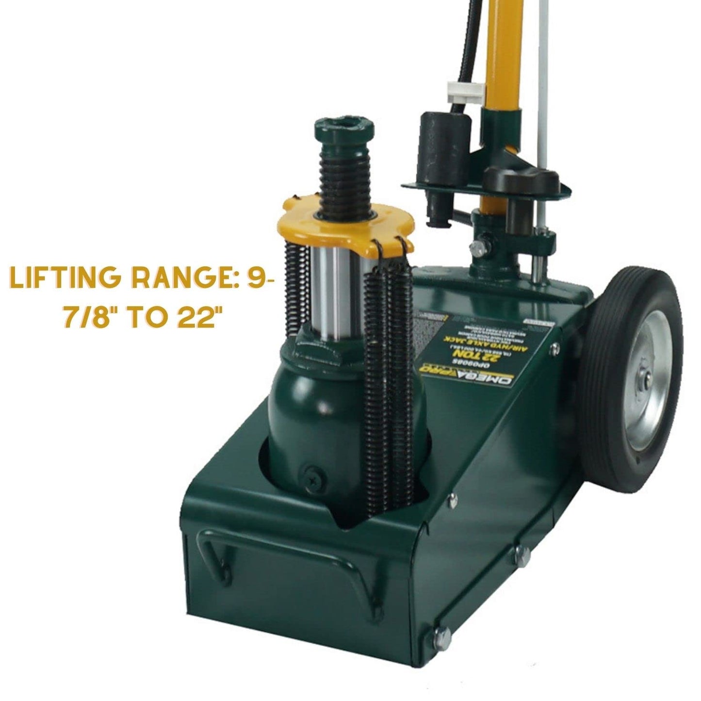 Omega Pro Air Axle Jack - 22 Ton Hydraulic Truck Floor Jack with T-Handle Knob Position Release and Exstension Adapters, OP0908S