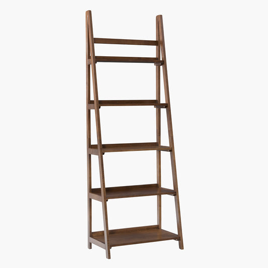 Linon Melissa Walnut Mid-Century 5 Shelf Bookcase