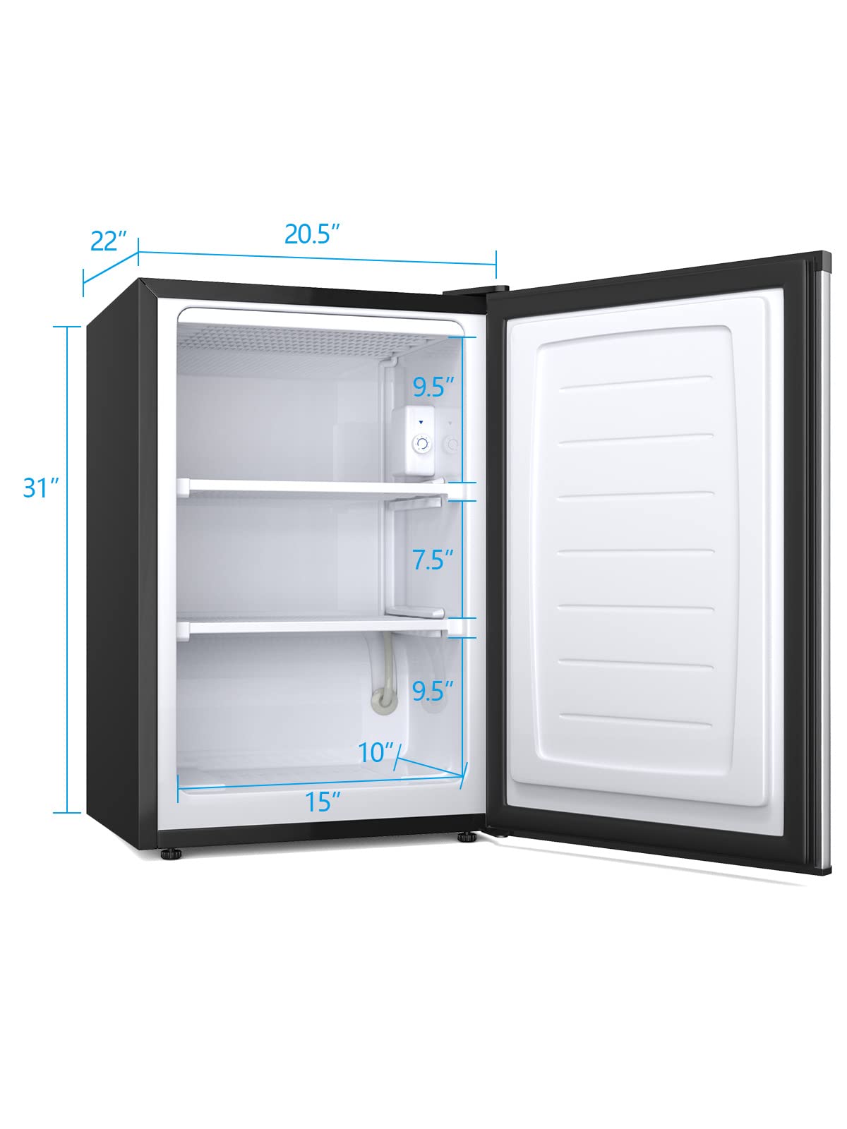 NAFORT Compact Upright Freezer 3.0 Cu. Ft. with Stainless Steel Single Door, Small Freezing Machine with Reversible Door, 7 Grade Adjustable Thermostat for Home Office