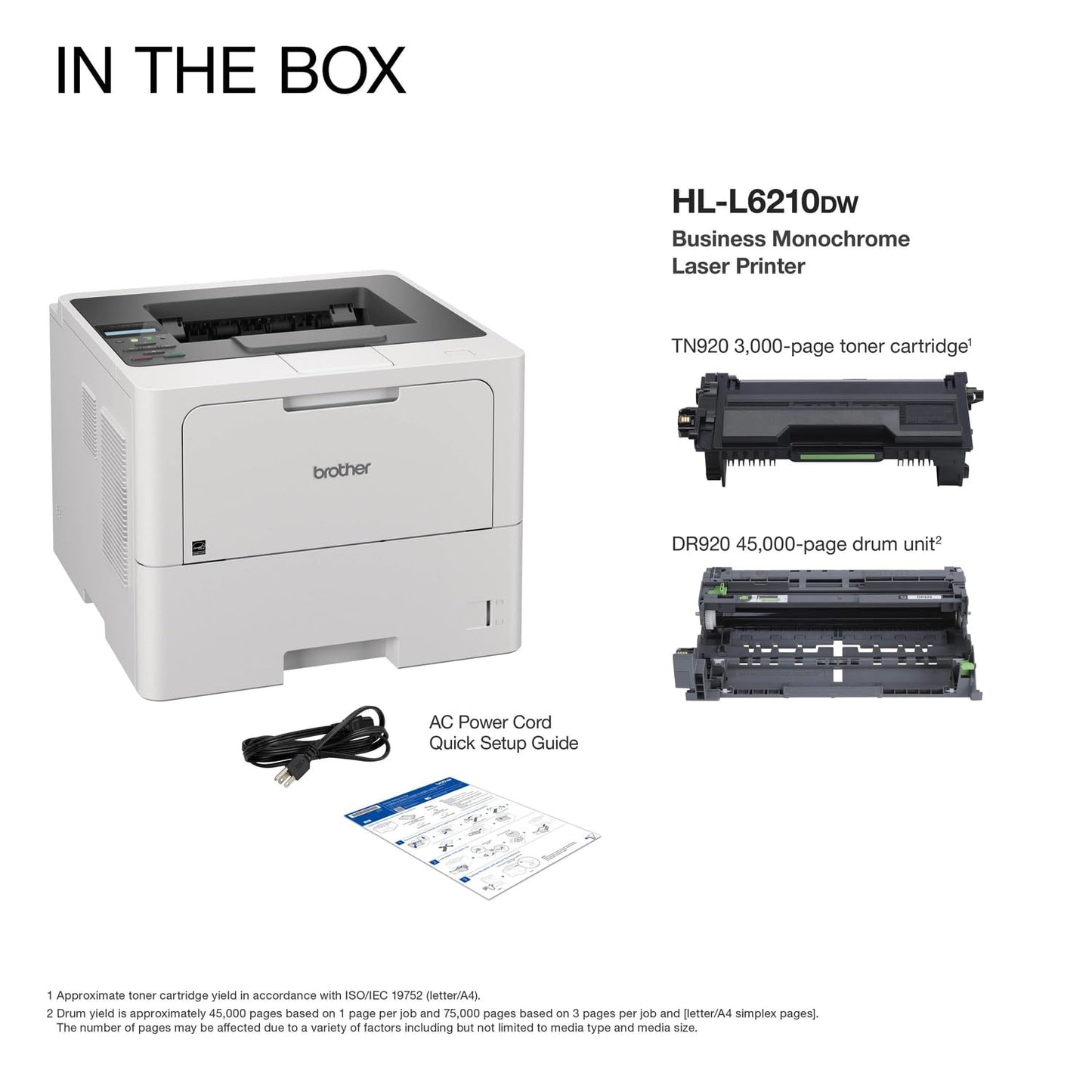 Brother HLL6210DW Business Monochrome Laser Printer with Large Paper Capacity, Wireless and Gigabit Ethernet Networking, Advanced Security Features and Mobile Printing (Renewed Premium)
