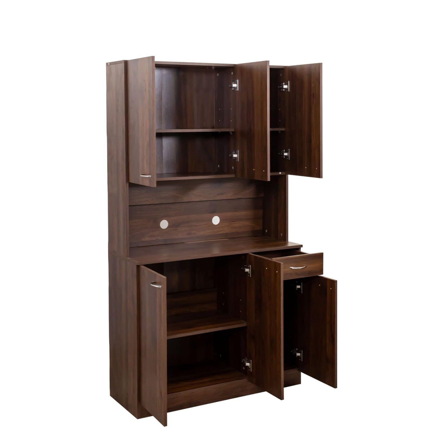 KEIKI 70.87" Tall Kitchen Pantry Storage Cabinet with Countertop, 6-Doors, 1 Drawers, Microwave Stand and Shelves, Freestanding Wood Hutch Food Pantries Cupboard for Coffee Bar, Dining Room
