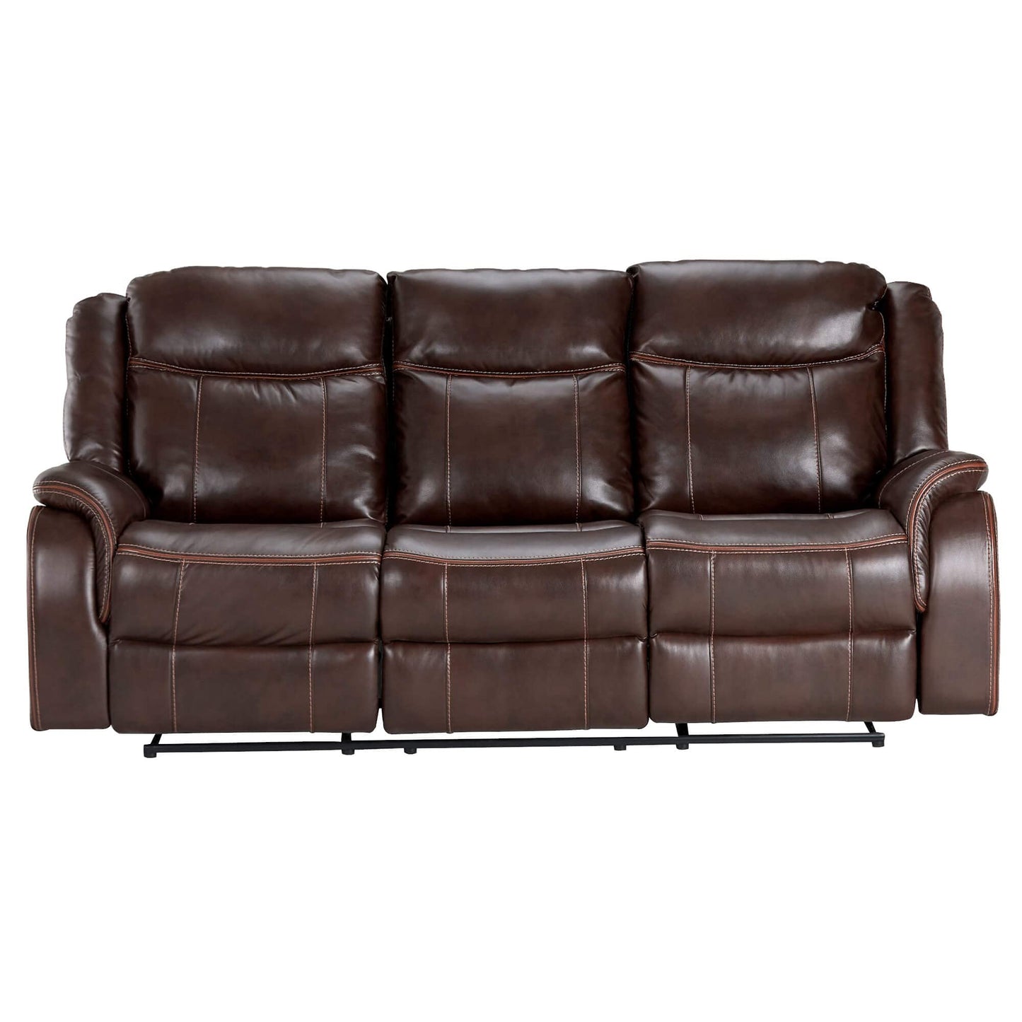 Sunset Trading Avant 86" Wide Dual Reclining Power Drop Down Console | USB, 2 Outlets, Cupholders | Brown Faux Leather Sofas, Deep Seating, (SU-AV8604041-305)