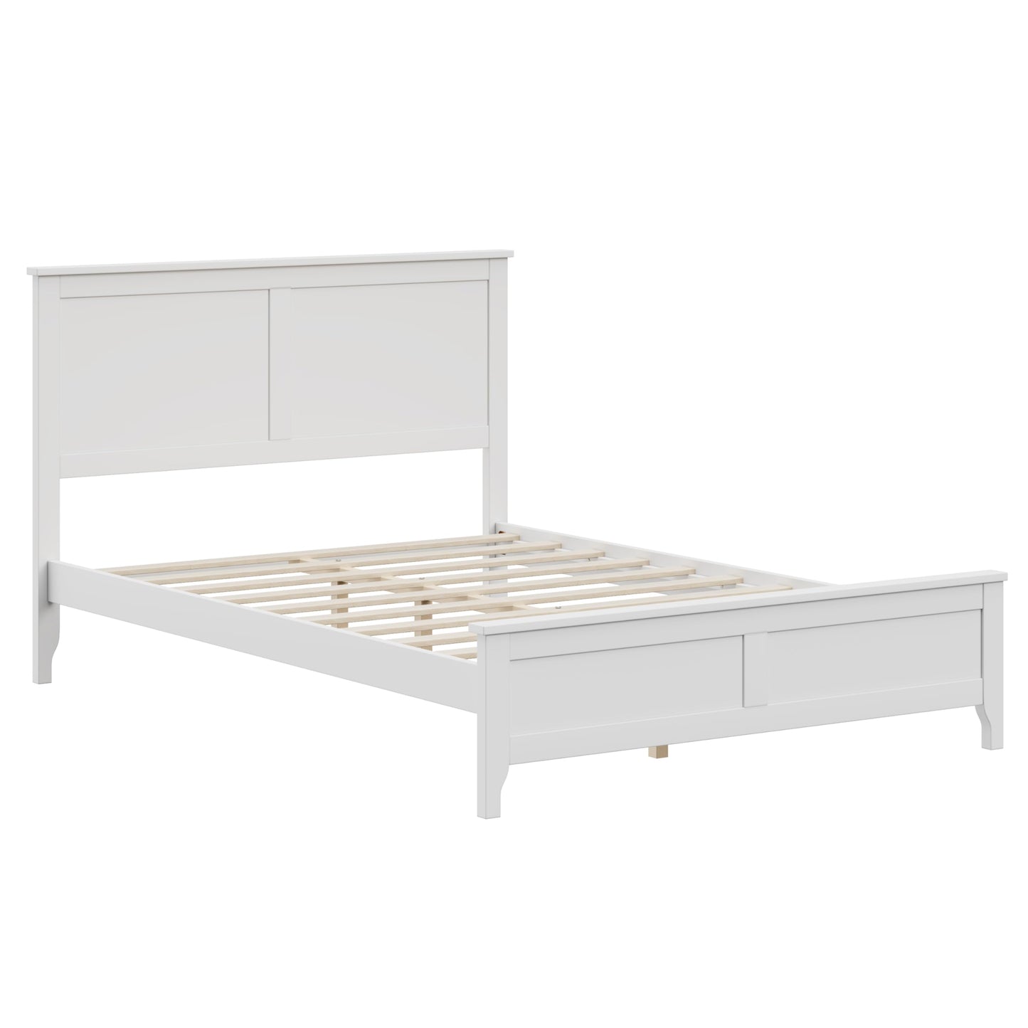 Ball & Cast Full Size Bed Frame, Solid Wood Platfrom Bed Frame Full with Headboard, Wood Slat Support, No Box Spring Needed, Easy Assembly,Noise Free,White