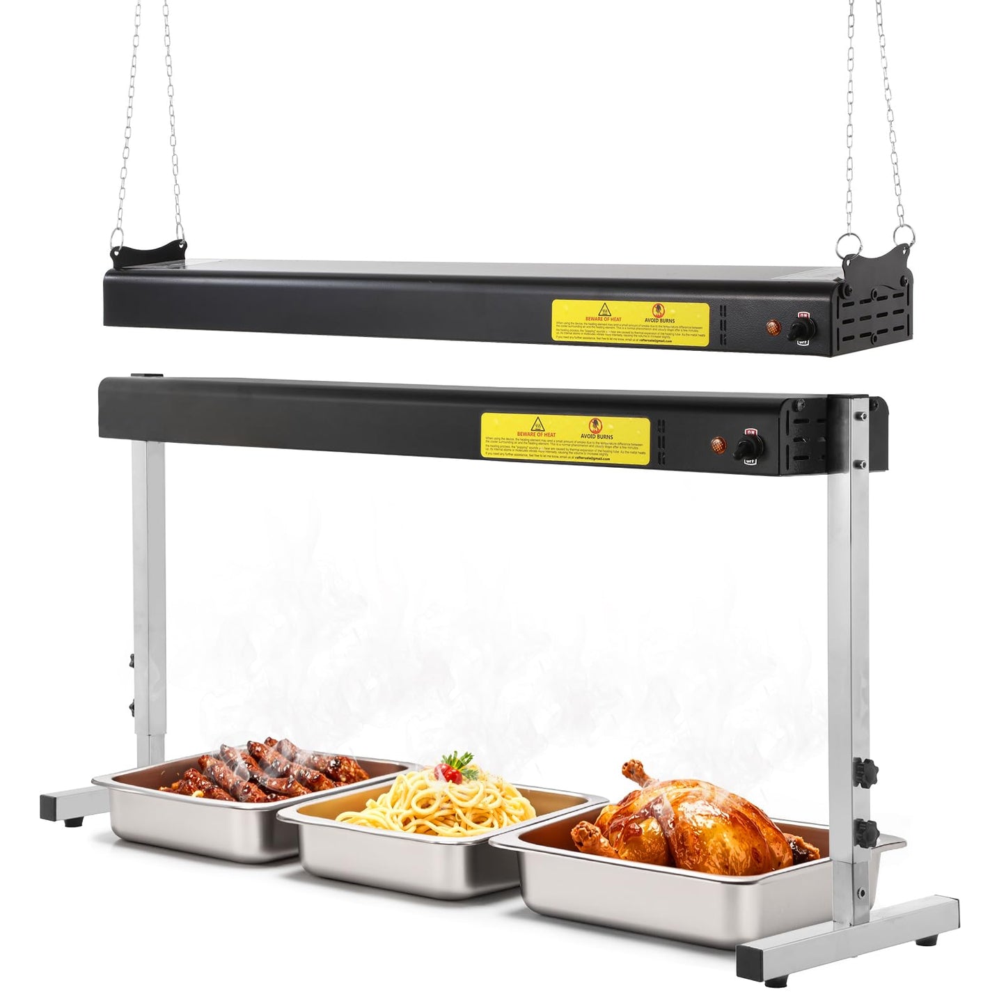 Hiteemer 36-Inch Food Heat Lamp, 1000W Commercial Food Warmer Electric Strip Heater Overhead Stainless Steel Catering Heating Lamp for Buffet Restaurant Parties Kitchen, Black 115V