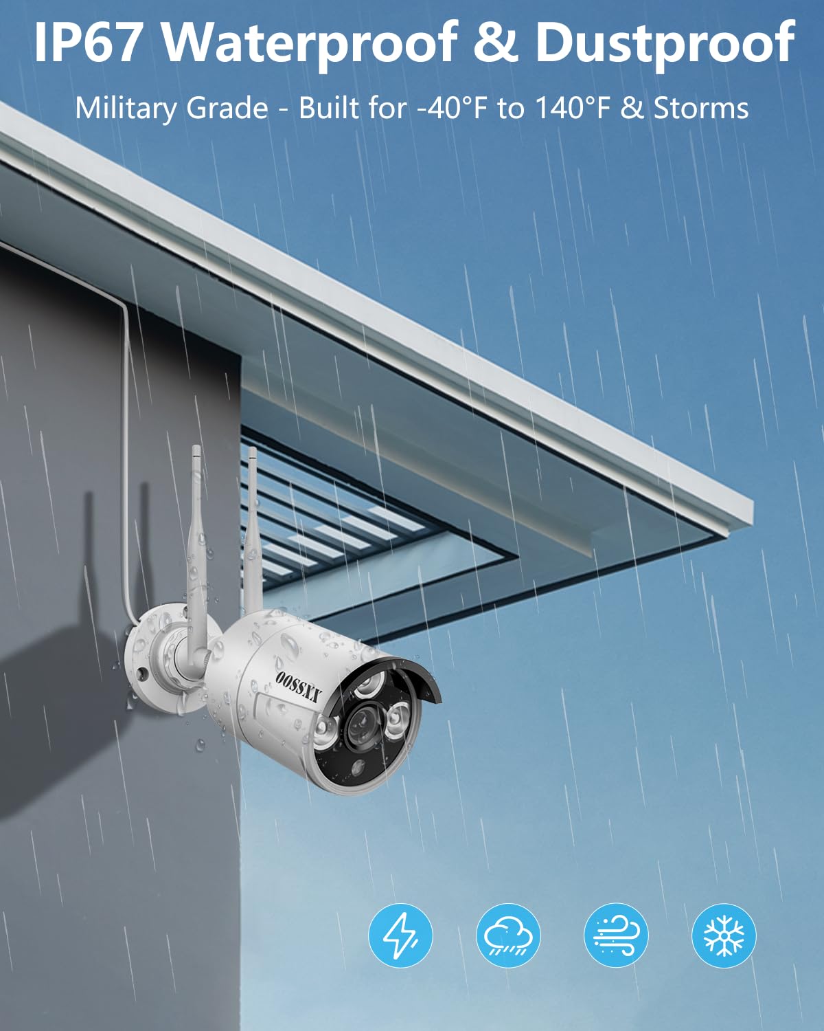 (2026 Update) Wireless Security Camera System, 16CH WiFi NVR with 8 x 3MP Dual Antenna Cameras, 55% Longer Range, 4TB HDD 60-Day Recording, Dual Band 2.4/5.8GHz, IP67, Free App