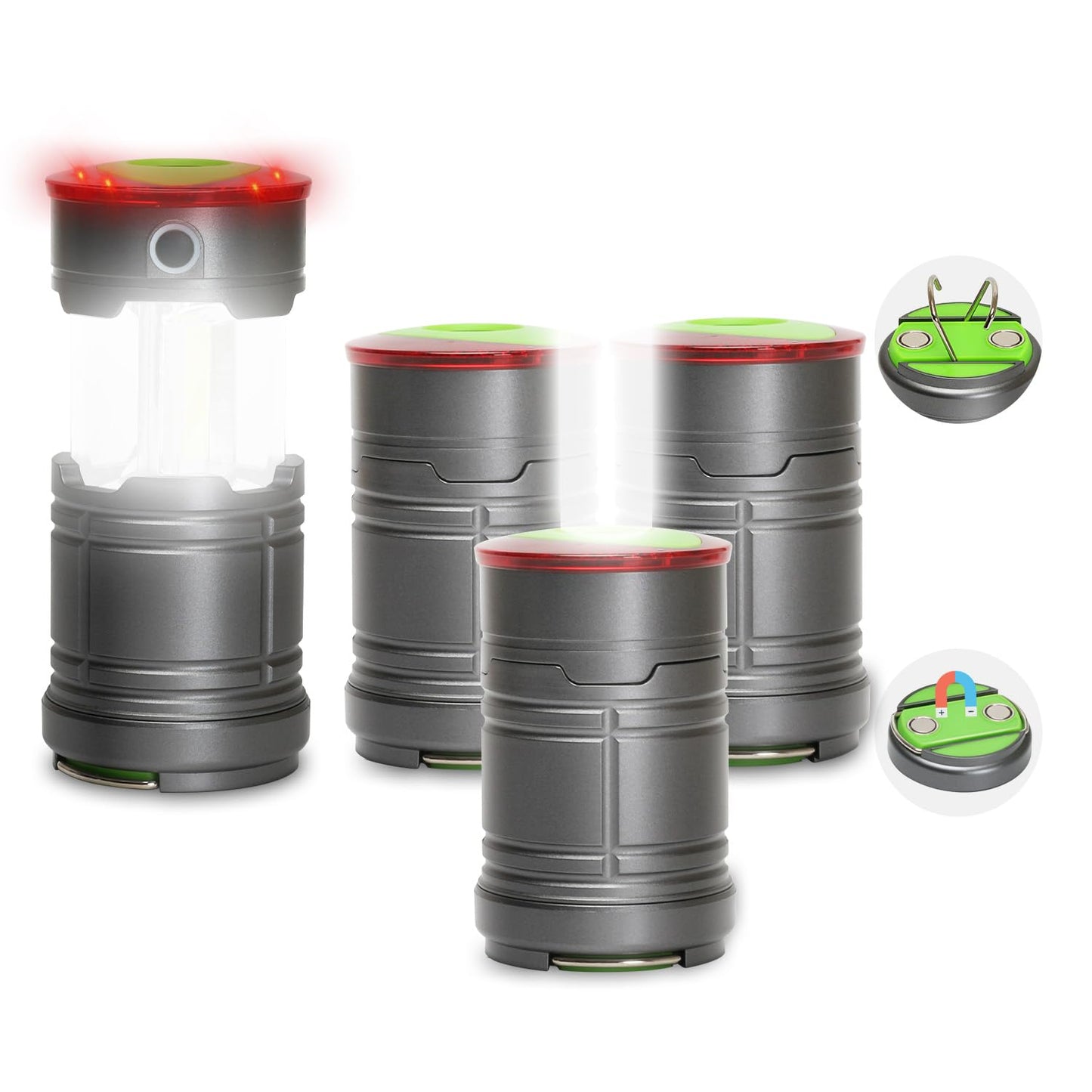 Lichamp LED Camping Lantern, Portable Waterproof Flashlight, 4 Light Modes, Small, Gray, Model G4GY, 4 Pack