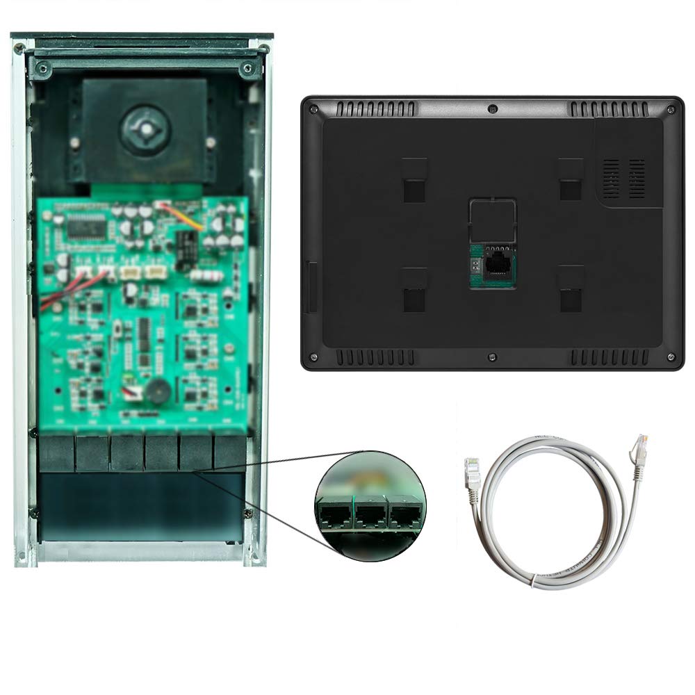 AMOCAM Upgrade Versions 3 Units Apartment Intercom System 7 inch Touch Monitor Video Door Phone Kits Support Ethernet Cable Connect, Single-Supply, ID Keyfobs Unlock for Home Apartment