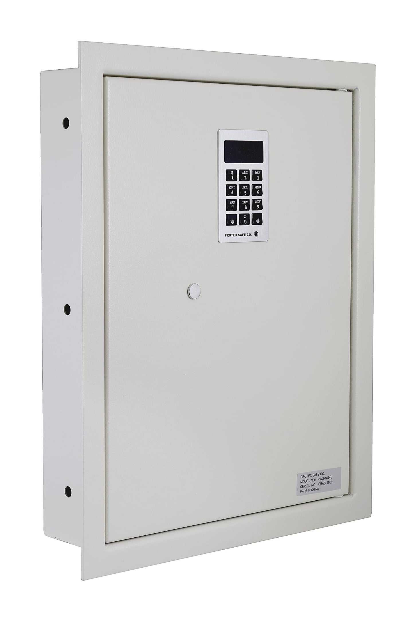 Protex Safe Electronic Keypad Wall Safe (PWS-1814E), Burglary Resistant wall safe, digital electronic locking system, velvet interior, automatic door opening, 2 Removable shelves