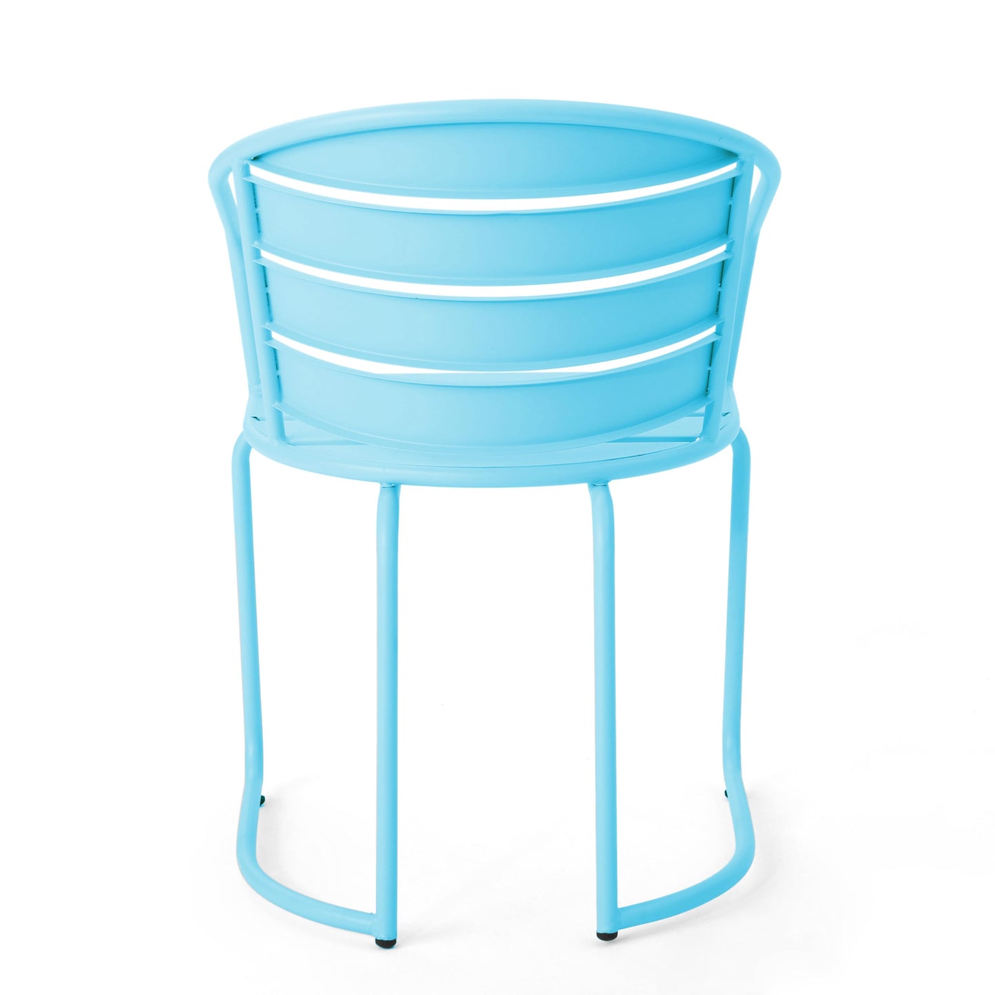 Christopher Knight Home Adley Outdoor Bistro Set, 3-Piece Bistro Table and Chair Set of 2, Patio Furniture Set with Iron Frame, Outdoor Bistro Dining Set, Poolside/Garden Cafeteria, Matte Light Blue