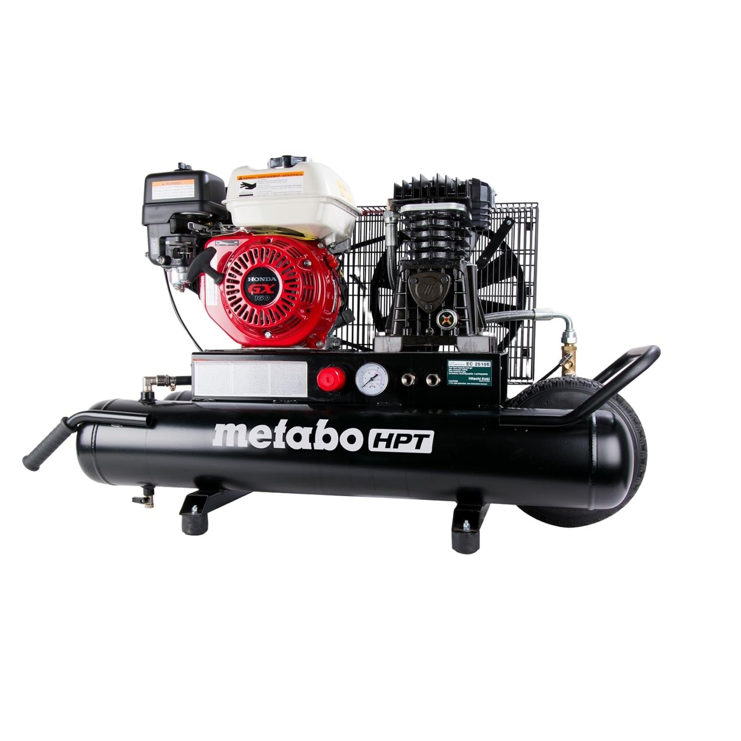 Metabo HPT Gas Powered Wheeled Air Compressor, 8 Gallon, 116 to 145 PSI, Professional Grade Honda GX Engine, Cast Iron Cylinder, Powerful Compression, Integrated Control Panel, EC2510E