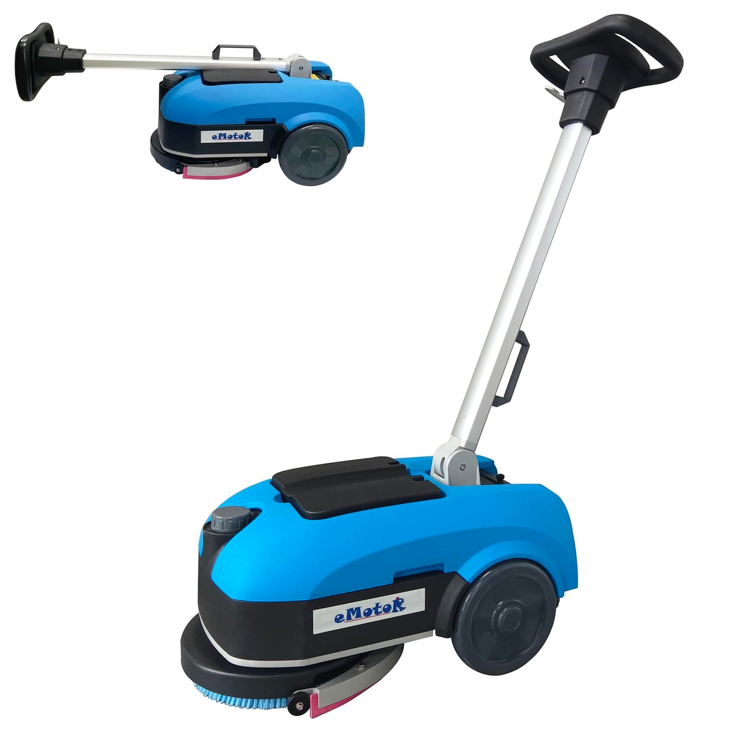 HiBuyer Emotor 11'' Walk Behind Floor Scrubber Machine, Powerful 200W Motor with 24V 12Ah Batttery Powered,180 Degree Rotation Brush(Push Forward/Backward) for Office Restaurant Kitchen