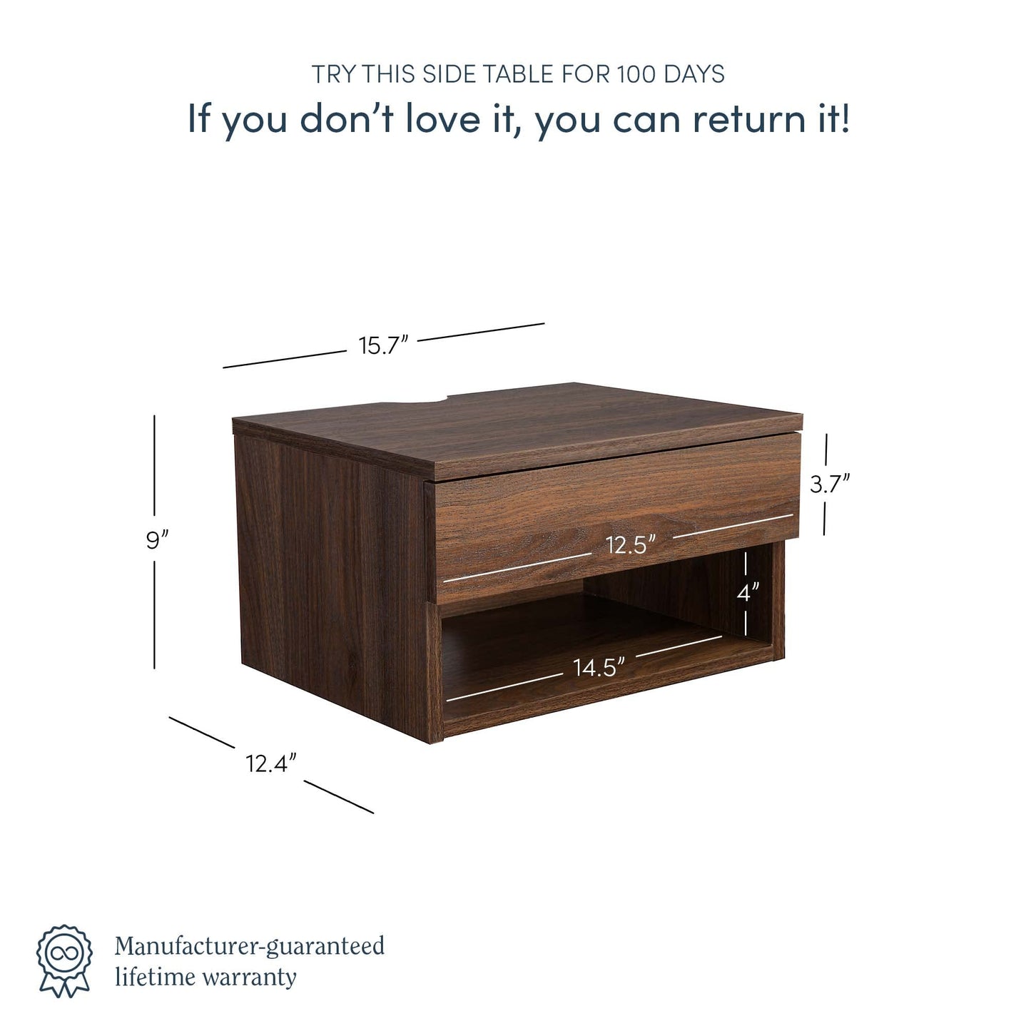 Nathan James Jackson Wall Mounted Floating Bedroom Nightstand with Storage Drawer and Modern Open Shelf Cubby Set of 2, Dark Brown Walnut