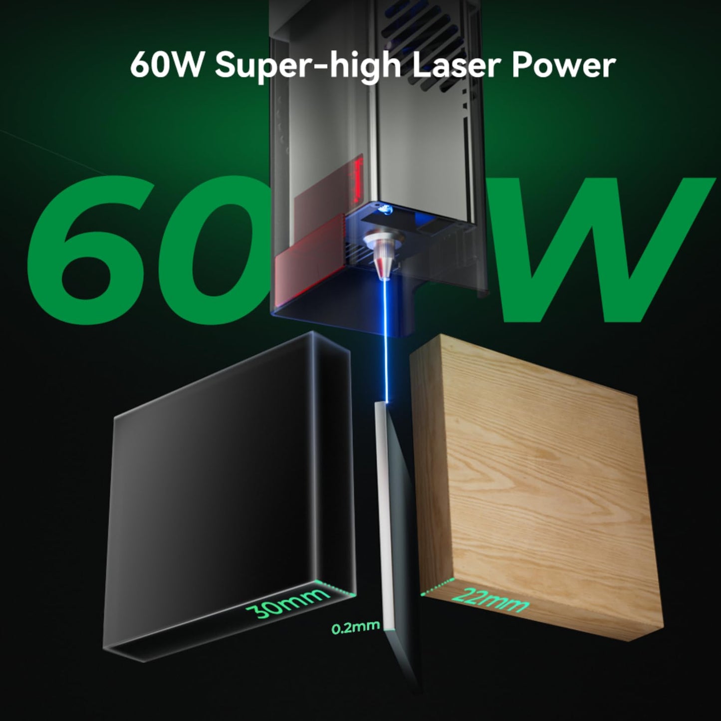 Creality Falcon2 Pro 60W Laser Engraver-Desktop Diode 240000mW Output with Integrated Enclosure, Camera&Air Assist for Batch Process, Class 1 Safety Laser Cutter and Engraver Machine for Wood/Acrylic