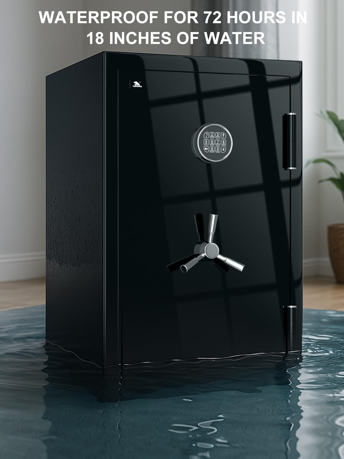 TIGERKING 8.78 Cu Ft Large Fireproof Safe for Home, Waterproof Floor Security Jewelry Safe with Digital Lock, Heavy Duty Steel Cabinet Safes with Drawer and Adjustable Shelves for Valuables