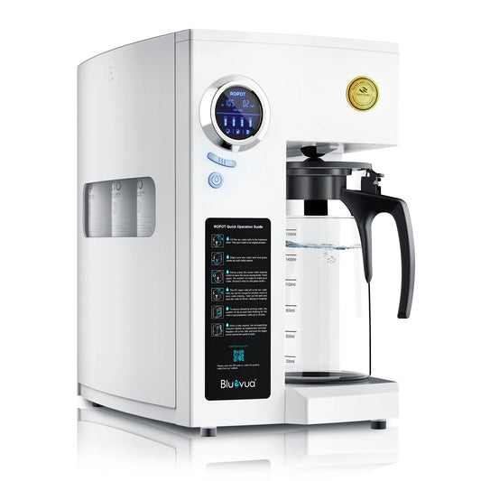 Bluevua RO100ROPOT Countertop Reverse Osmosis Water Filter System, Portable RO Filtration with Remineralization, No Installation, WQA Certified - ROPOT, 5-Stage RO