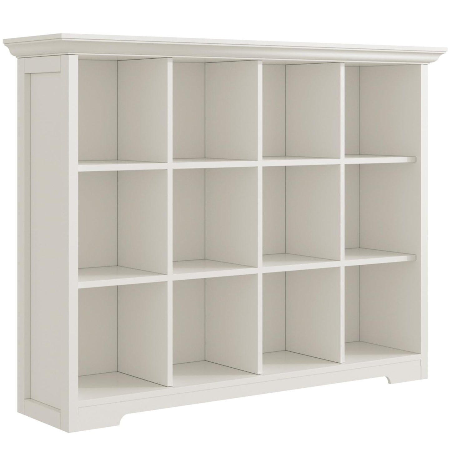 OSCHF Wooden Cube Bookcase with Base - Modern 3 Tiers Floor Standing Open Shelf Cabinet for Home and Office, 12-Cube Lattice Bookshelf, Warm White