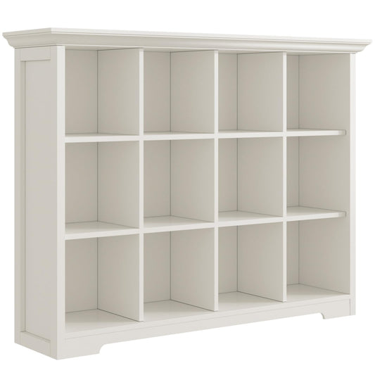 OSCHF Wooden Cube Bookcase with Base - Modern 3 Tiers Floor Standing Open Shelf Cabinet for Home and Office, 12-Cube Lattice Bookshelf, Warm White