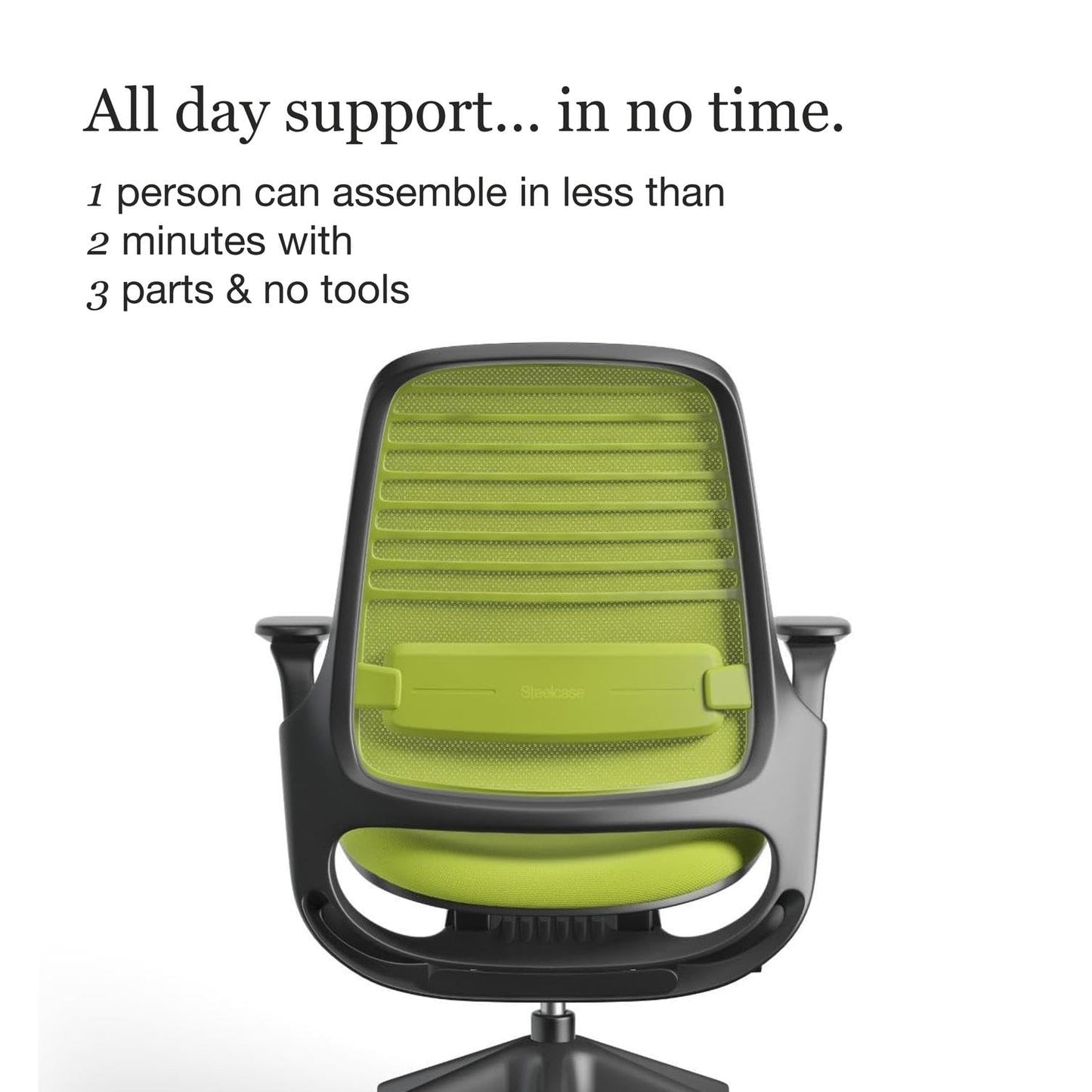 Steelcase Series 1 Office Chair - Ergonomic Work Chair with Wheels for Carpet - Helps Support Productivity - Weight-Activated Controls, Back & Arm Support - Easy Assembly - Wasabi