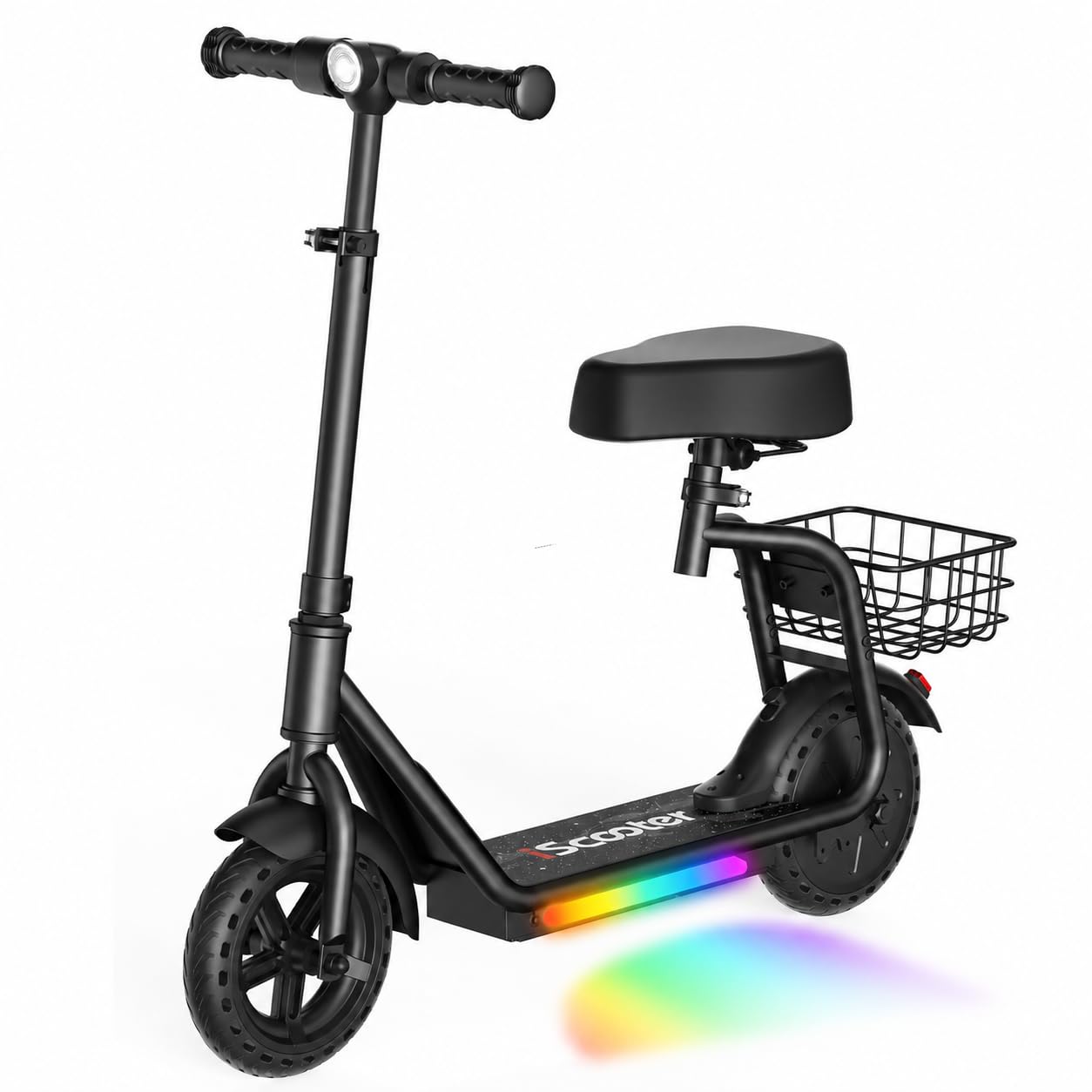 iScooter 2-in-1 Kids Electric Scooter ik7,Up to 12mph&10Miles Range，250W Motor, Headlight & Brake Taillight, Removable Seat&Basket, Smart App Parental Control,Electric Scooter for Kids Ages 10-14