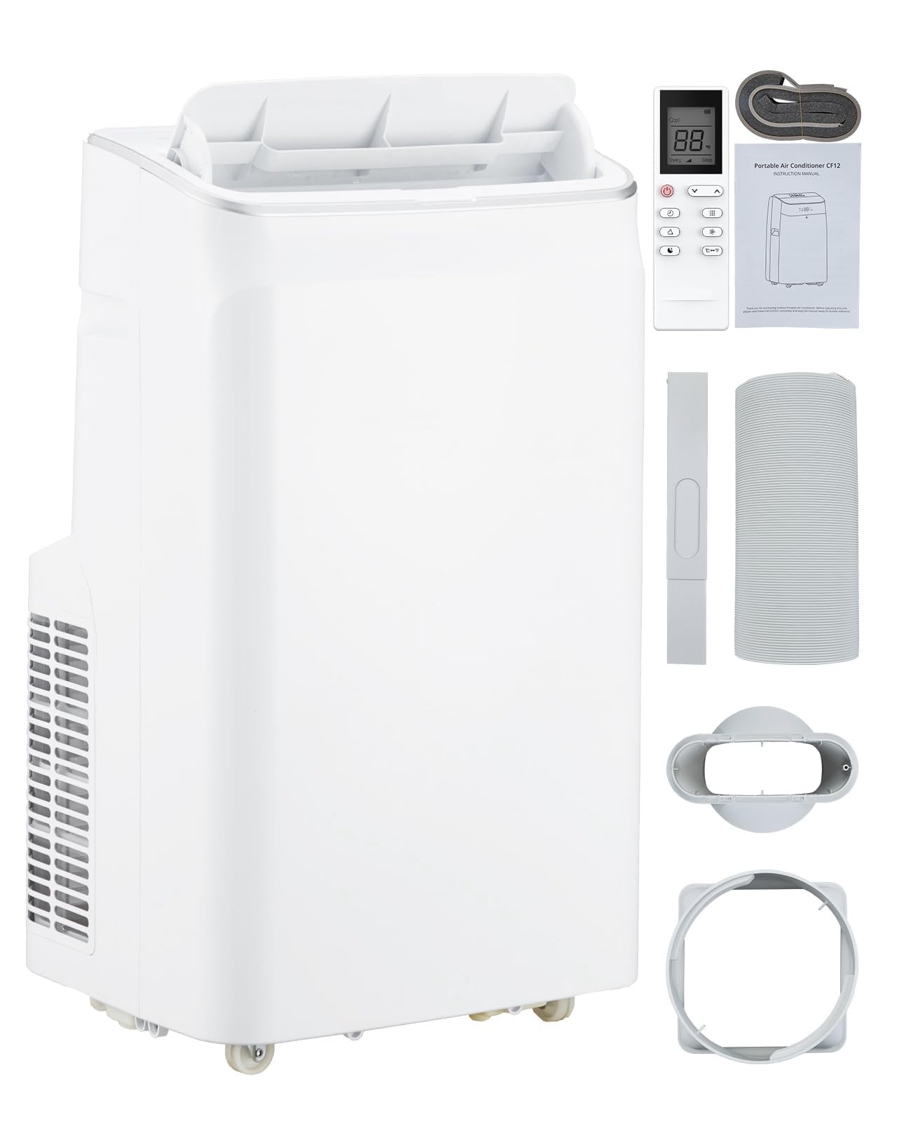 12000 BTU Portable Air Conditioners with Remote Control, 3 in-1 Free Standing Cooling AC Unit with Fan & Dehumidifier, Cools Room up to 500 sq.ft, Auto Swing，Smart Sleep Mode for Bedroom, Indoor Rooms
