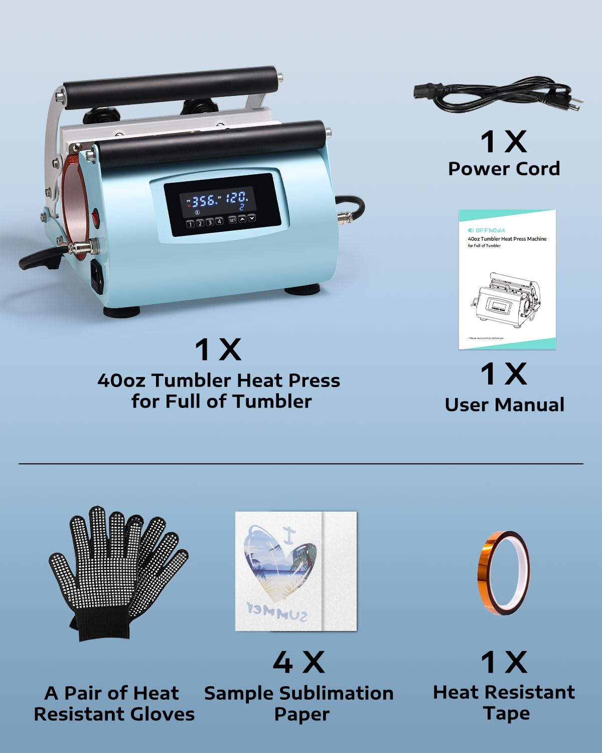 OFFNOVA 2 in 1 Dual 40 OZ Tumbler Heat Press Machine Double Station Combo Mug Heat Press Machine for 30oz 40oz Tumbler Top and Tapered Bottom Full Wrap Sublimation Printing