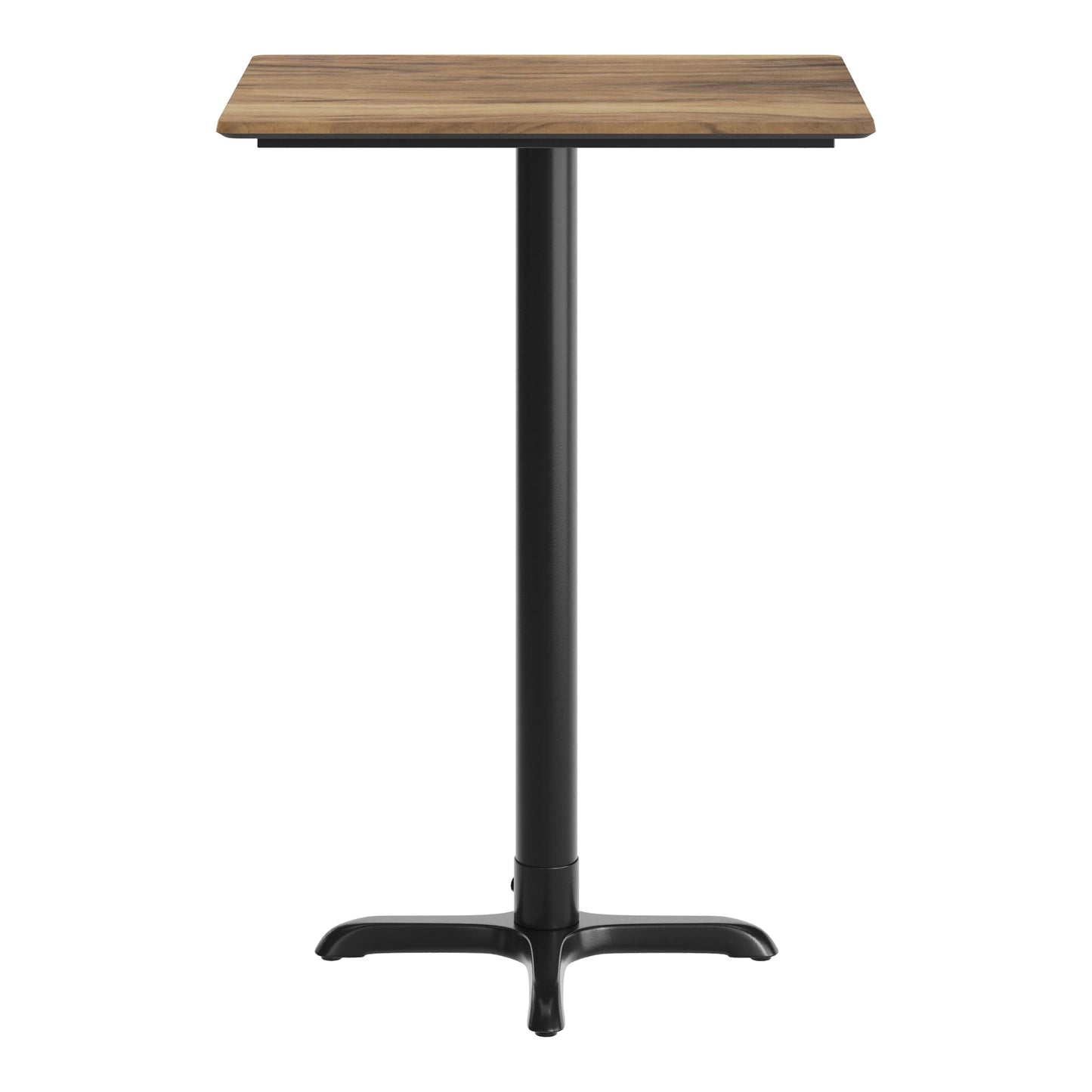 Flash Furniture TopGuard 30" x 24" Indoor Natural Tabletop with 22" x 22" Black Bar Height X Base, Seamless TopGuard HPL Top and Edge