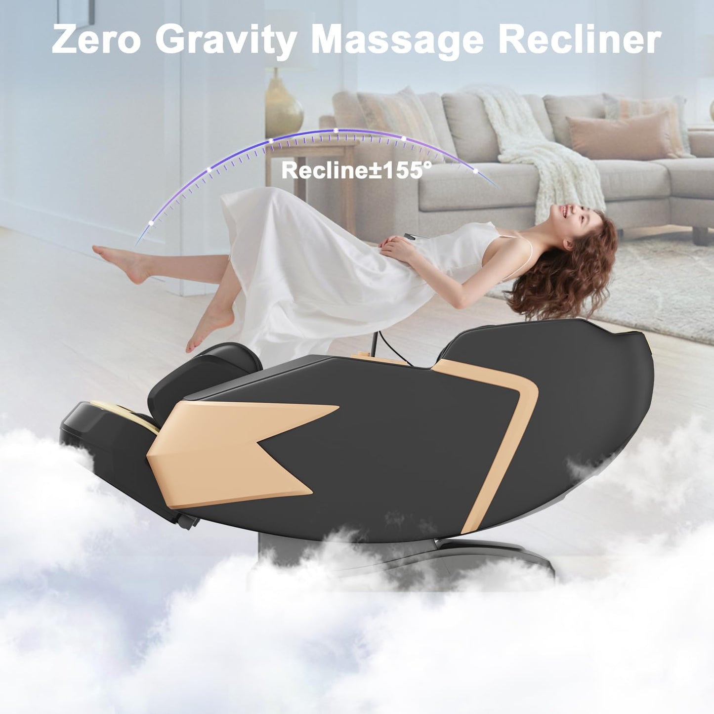 LIYIH Massage Chair Full Body, Zero Gravity Extended Dual SL-Track Massage Recliner with 4D Mechanical Arms, Full Body Airbag Massage, Foot Roller Massage, Multiple Modes, Heating, AI Voice Control