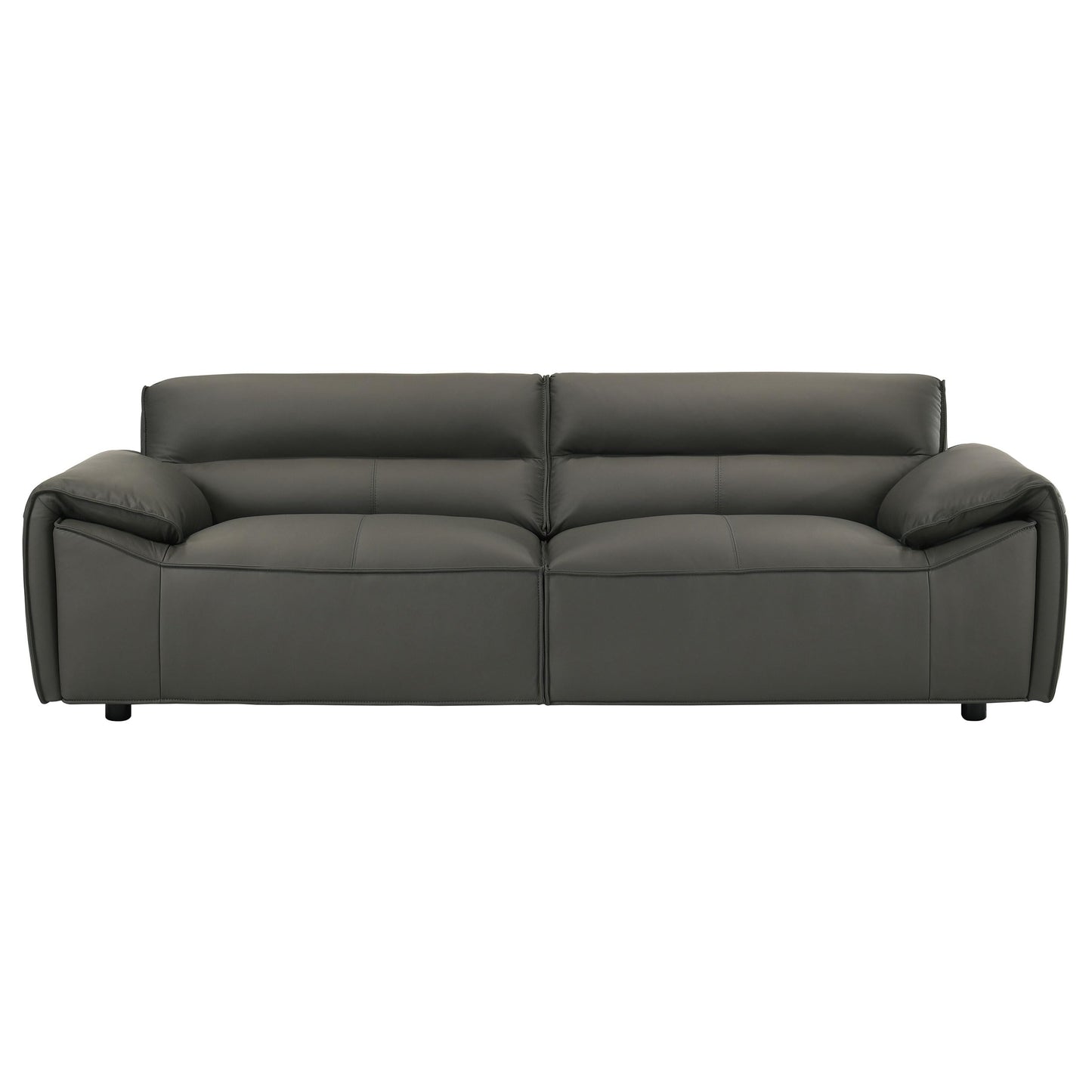 Coaster Home Furnishings - Buxton - Top Grain Leather - Upholstered Leather Sofa with Track Arms, Tight Back, Low-Profile Frame and Full Foam Seating - Living Room - Graphite - 509504