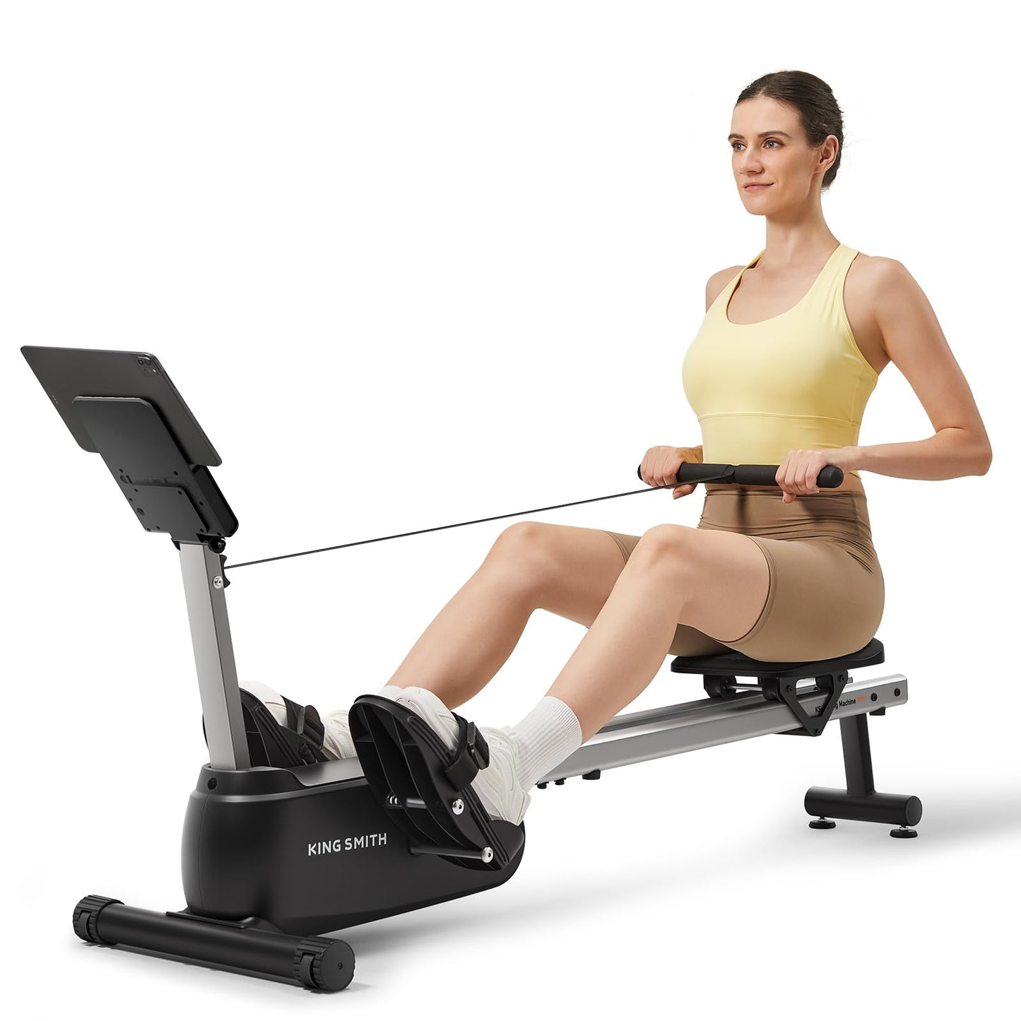 KINGSMITH Magnetic Rowing Machines for Home, 350LBS Capacity, APP Supported, Row Machine with 16-Level Quiet Resistance, LCD Display, Compact Rowing Machine Foldable, Plug-Free
