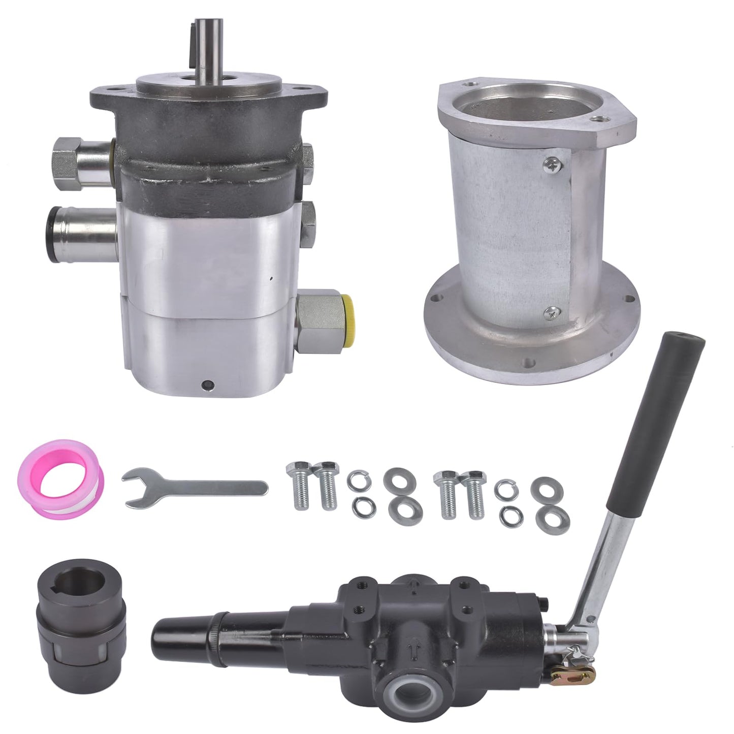 Hydraulic Wood Log Splitter Pump Kit - 22 GPM, 2 Stage 4000 PSI Aluminum Gear Pump with 3600 RPM, Includes Hydraulic Directional Control Valve, Coupling, Installation Base, and 3/4" NPT Outlet