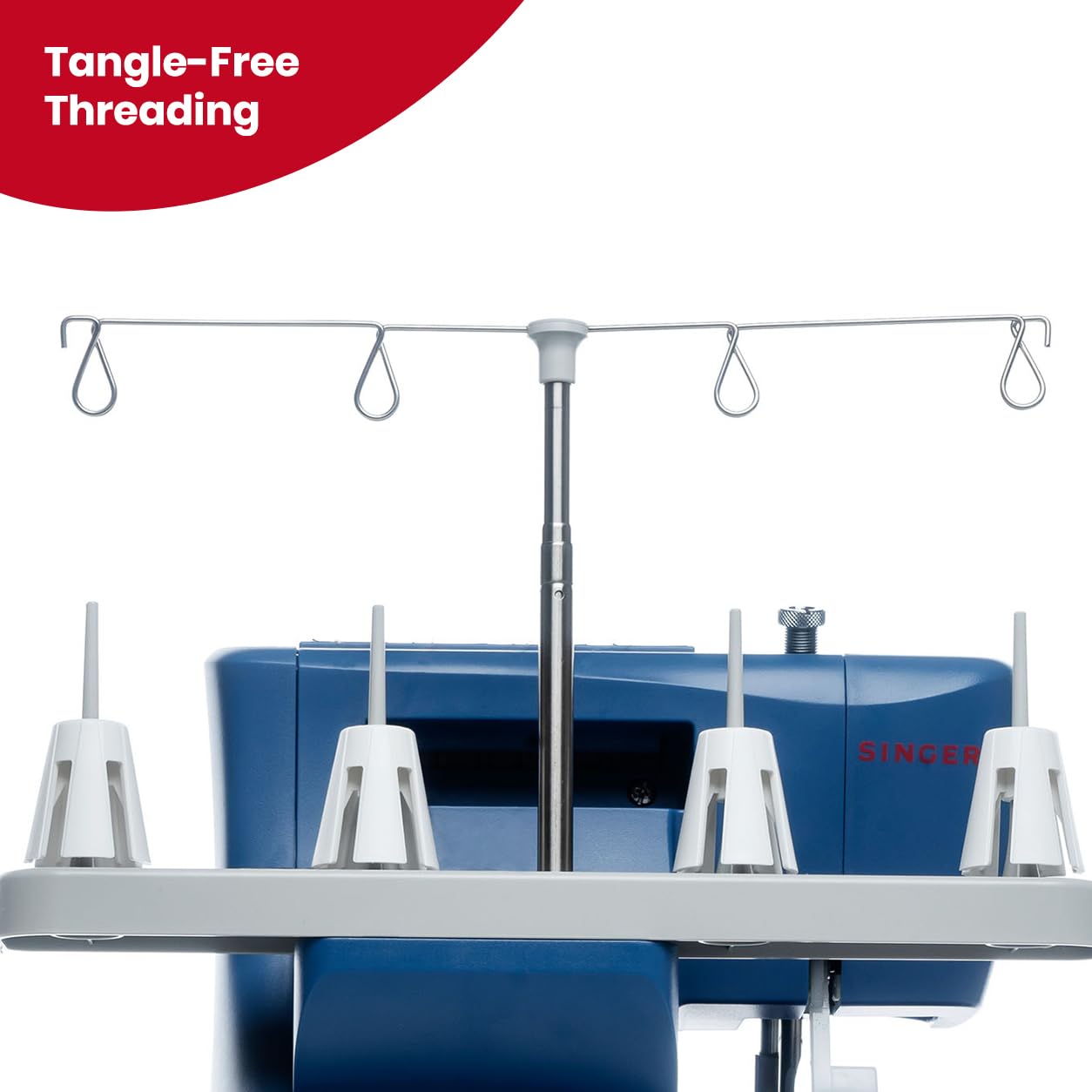 SINGER® S0230 Navy Blue Overlock Serger | 2/3/4 Thread Capability | 1300 Stitches/Min | Color-Coded Threading, Differential Feed, Free Arm, Accessories Included | Professional Seam Finishing