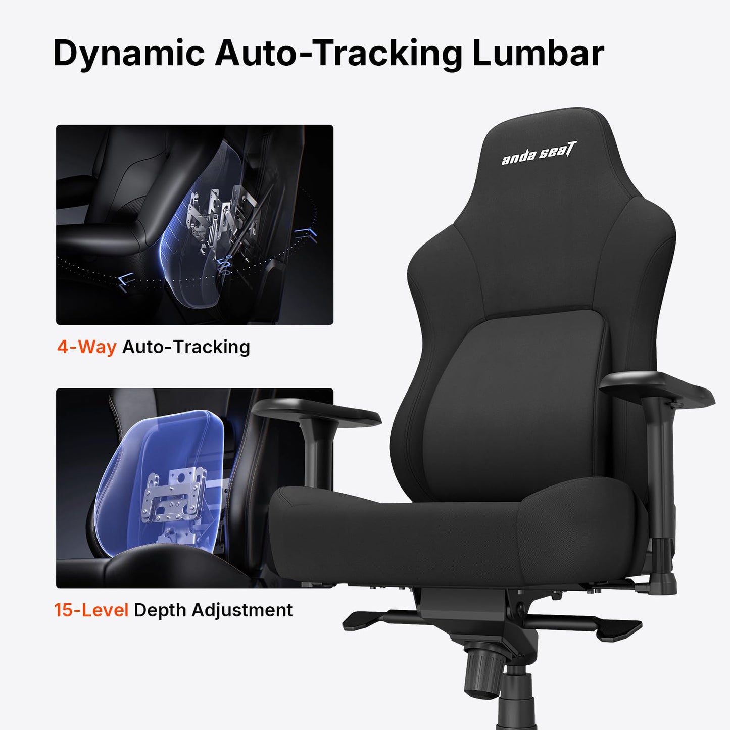 Anda Seat Phantom 4 Pro Black Fabric Gaming Chairs for Adults - Large Wide Seat Gamer Chair with Dynamic Lumbar Support, Comfortable Ergonomic Video Game Seats with Magnetic Headrest - 3D Armrests