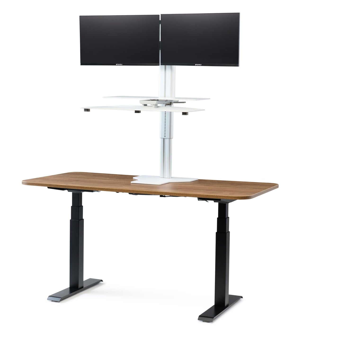Perfect POSTURE Sit2Stand Standing Desk Converter with Dual Monitor Mount – 18” Height Adjustable Sit-Stand Workstation – White