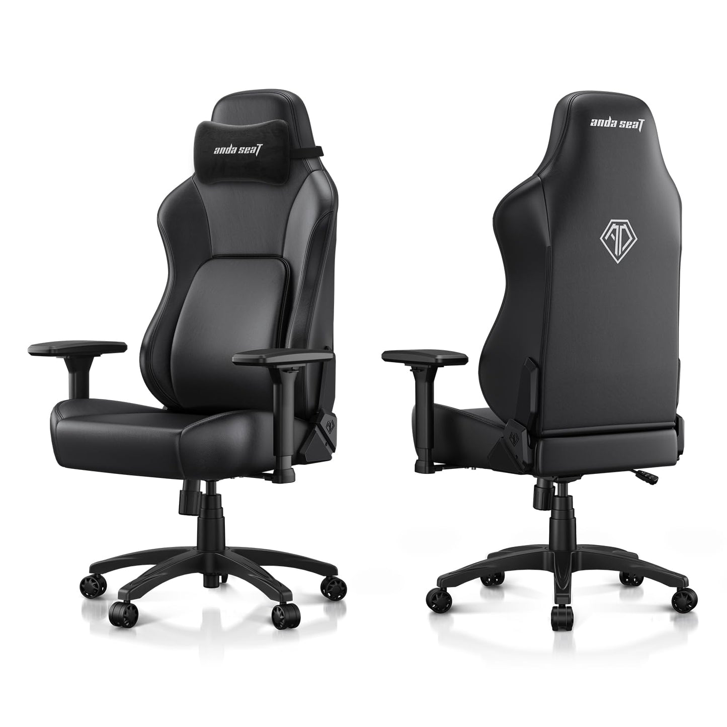 Anda Seat Phantom 4 PVC Leather Gaming Chairs for Adults - Large Wide Seat Gamer Chair with Dynamic Lumbar Support, Comfortable Ergonomic Video Game Seats with Headrest - 2D Armrests, Black