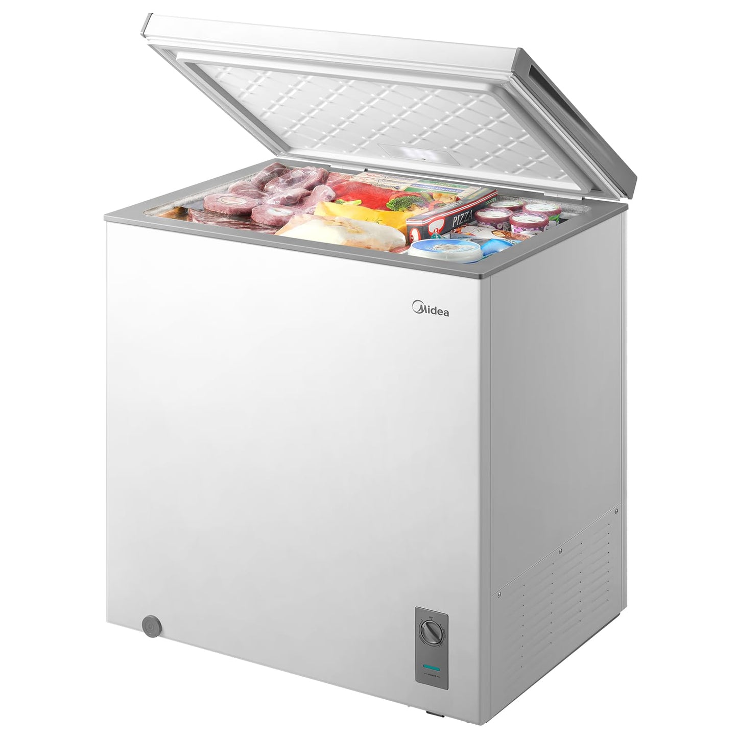 Midea MERC07C4BAWW Chest Freezer, 7.0 Cubic Feet Freezer With Removable Basket, Interior LED Light, Adjustable Temperature, For Kitchen Apartment Office, White