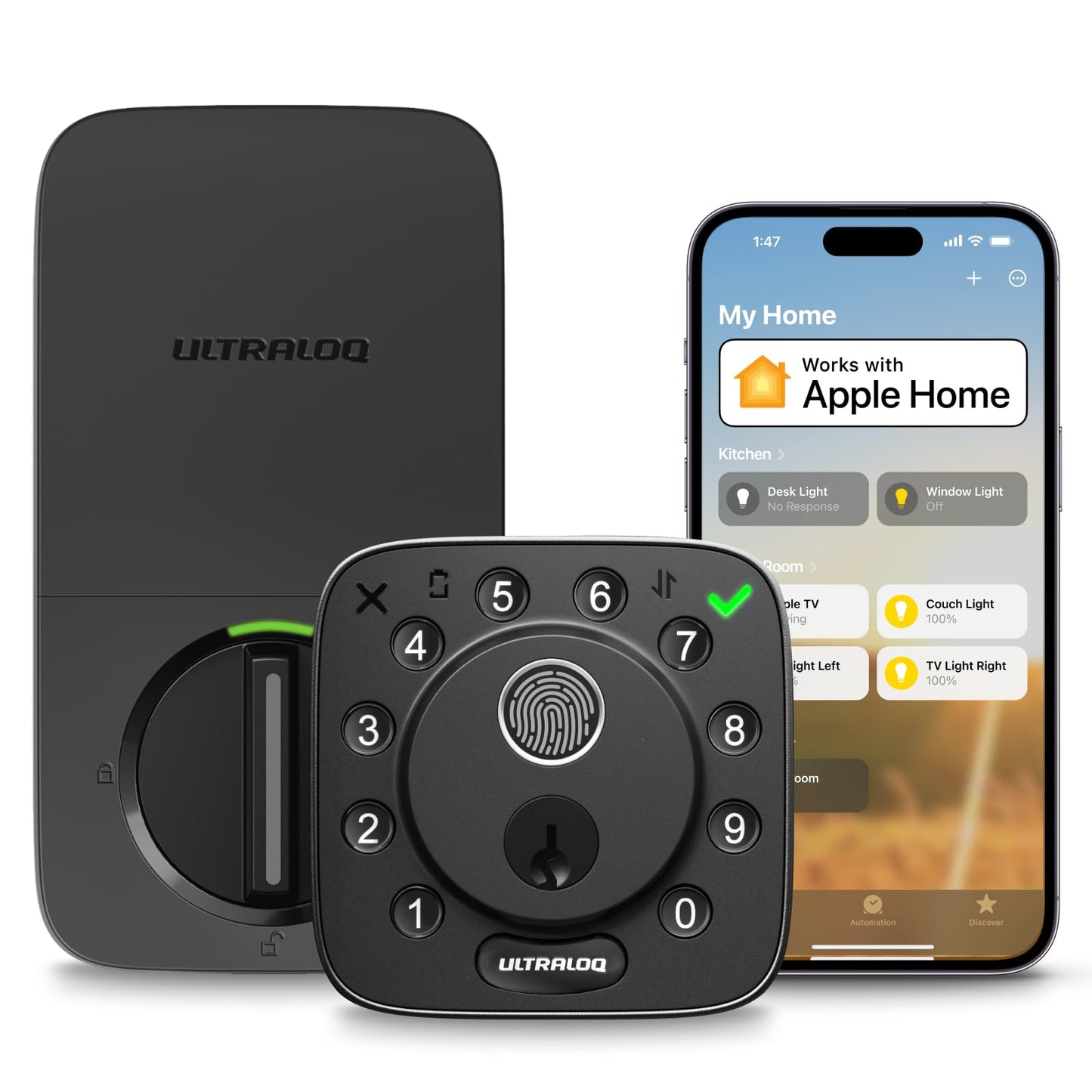 ULTRALOQ Bolt Fingerprint Smart Lock with Door Sensor, Built-in WiFi, Works with Apple Home, Alexa, Google, SmartThings, Keyless Entry Deadbolt with App, Code, Remote Control, Auto Unlock, Auto-Lock