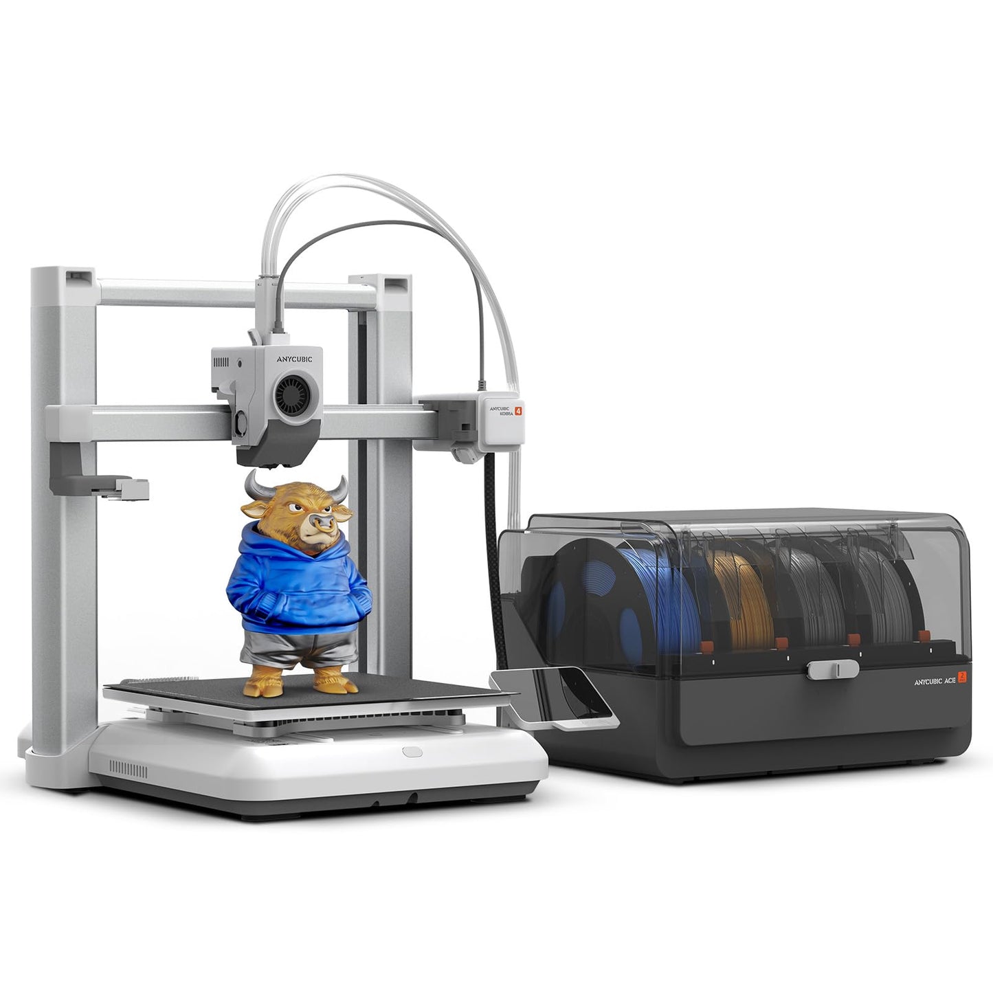 Anycubic Kobra 4 Combo 3D Printer with ACE 2 Pro, Born with 4 Color Multicolor Printing, Fully Enclosed Stable Design, 260x260x260mm³ Large Volume, Easy Auto Leveling for Hobbyist Beginners