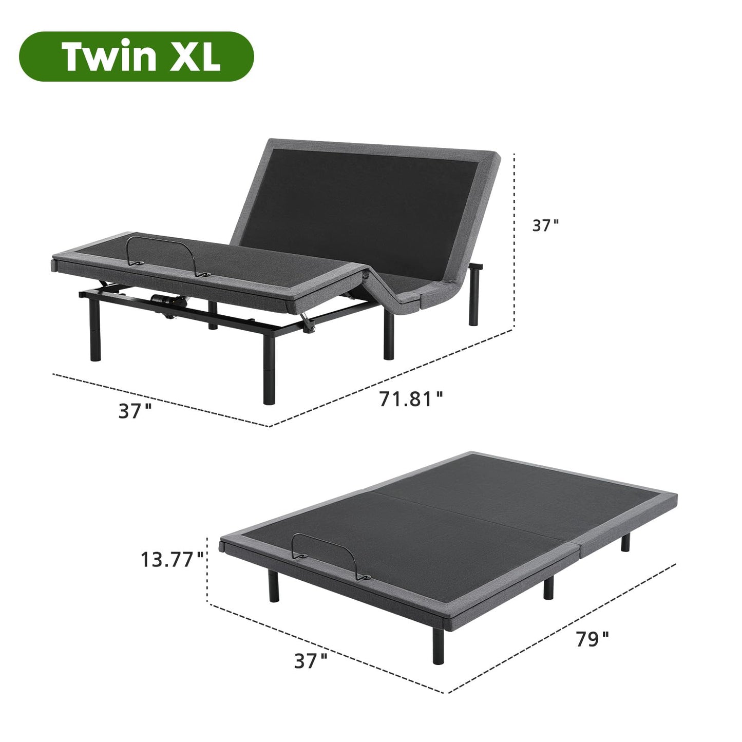 HAPPYMONT Twin XL Adjustable Bed Frame, Ergonomic Electric Bed Base with Wireless Remote and 2 USB Ports, Head and Foot Incline, Zero Gravity, Anti-Snore, Easy Assembly