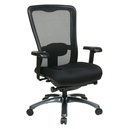 Office Star ProGrid High Back Professional Manager's Office Chair with Breathable Mesh and Adjustable Lumbar Support, Titanium Finish Base with Coal FreeFlex Fabric