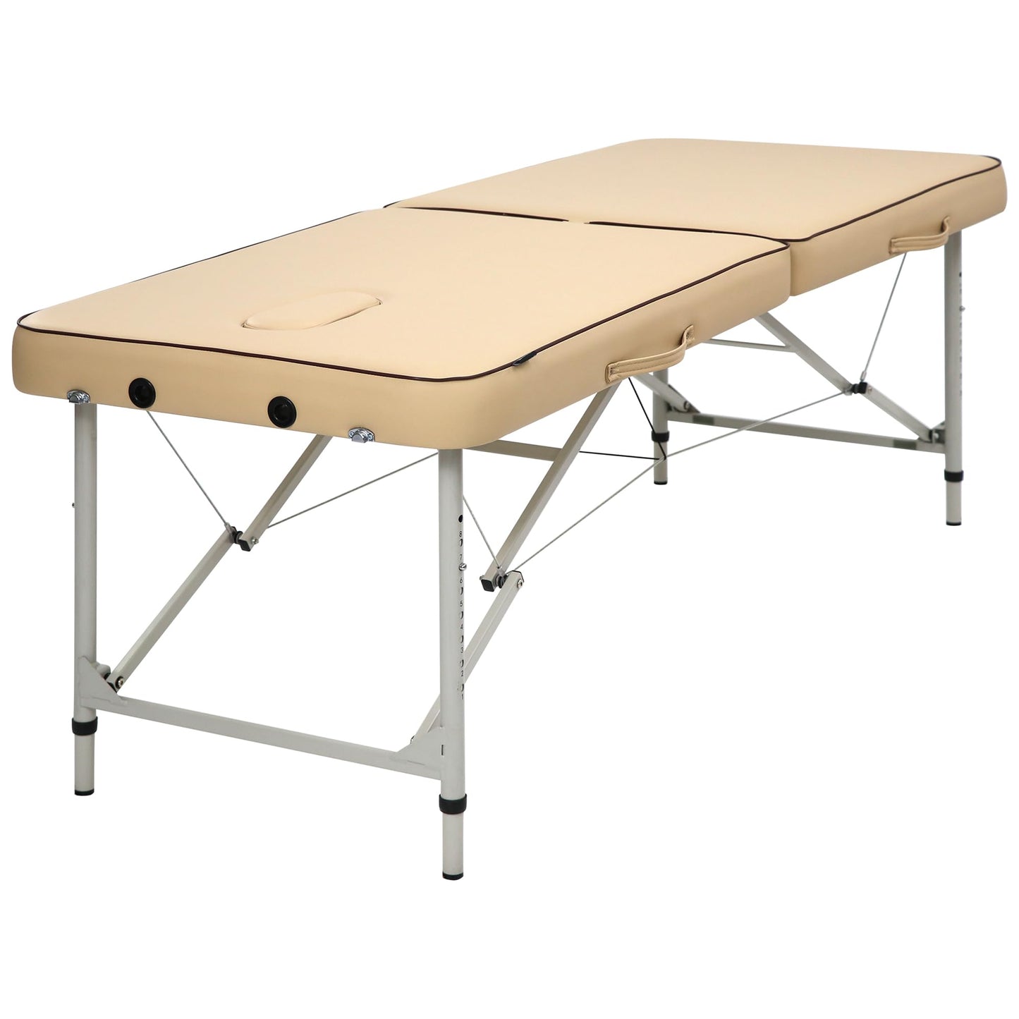 Master Massage 28” Breeze Lightweight Aluminum Portable Massage Table Package, Adjustable Height, Folding Spa Bed, Cream Upholstery, Professional Therapy Table for Travel, Events, and Home Use