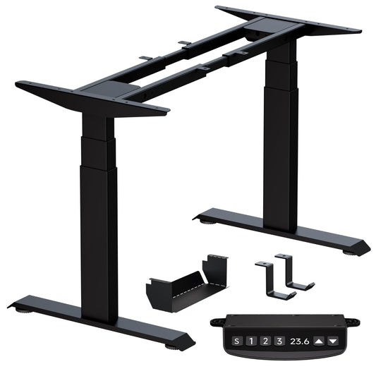 BIZUM Dual Motor 3-Stage Electric Standing Desk Frame,3 Memory Height Presets, Table Legs Up to 49.2", DIY Workstation for Home Office,Black
